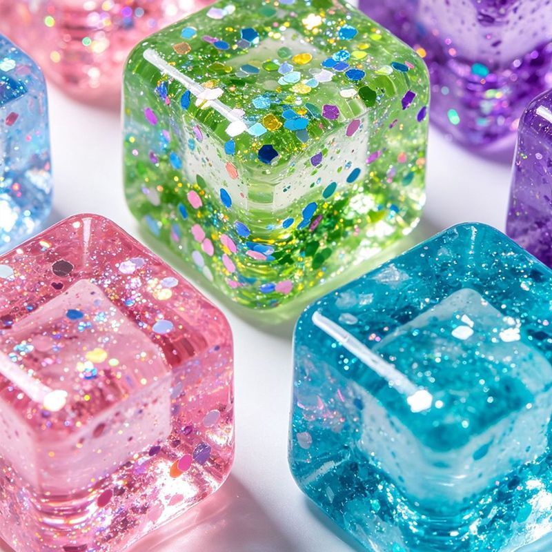 Blue Glitter Snowflake Ice Cube Squishy Toy