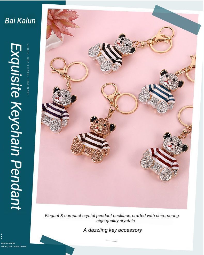 2-Pack Crystal Bear Keychains 02