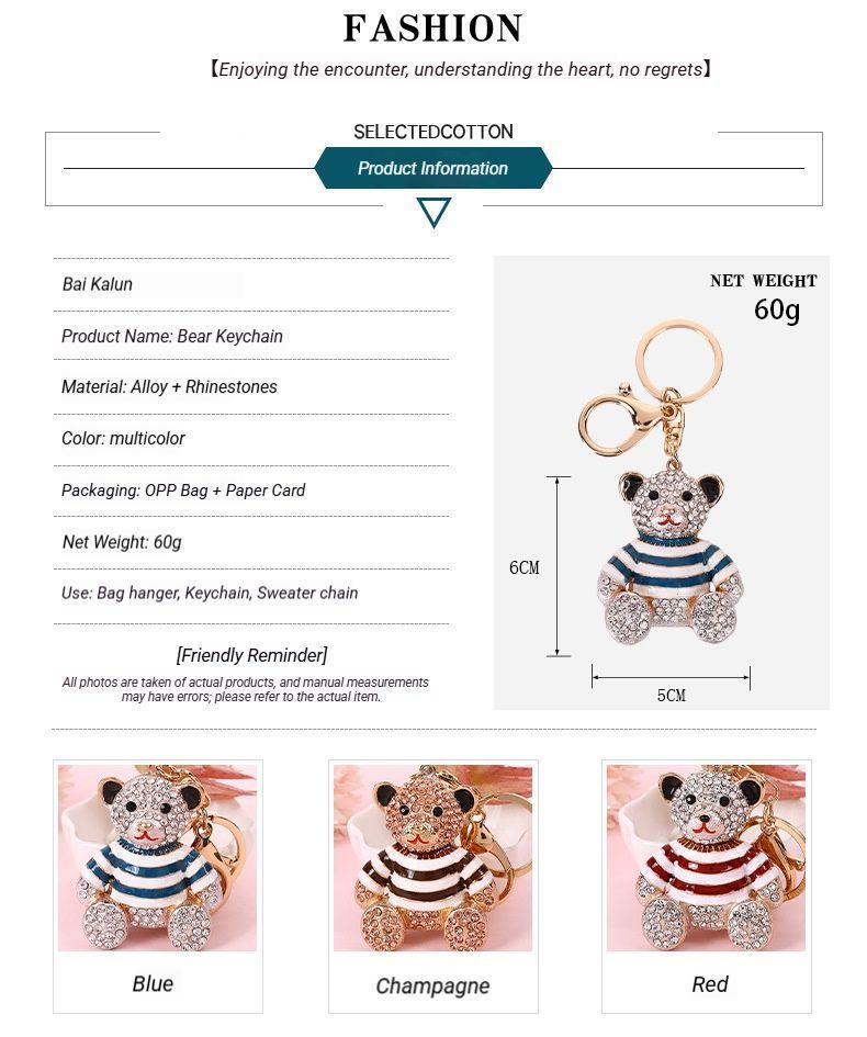 2-Pack Crystal Bear Keychains 02