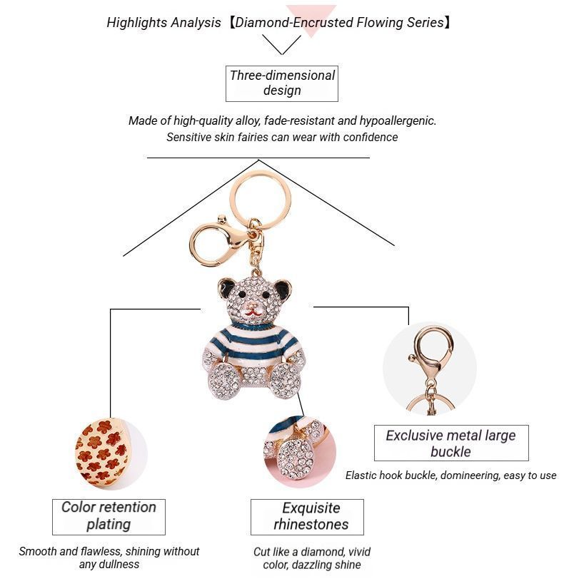 2-Pack Crystal Bear Keychains 03