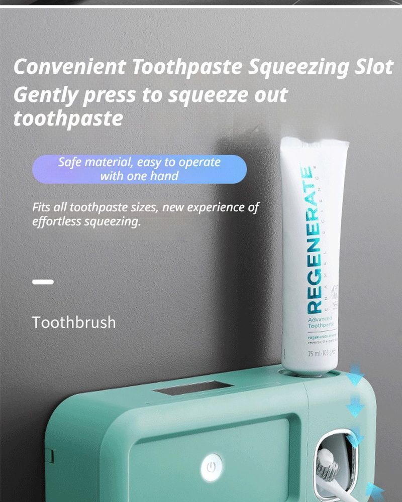 White No-Drill UV Toothbrush Holder