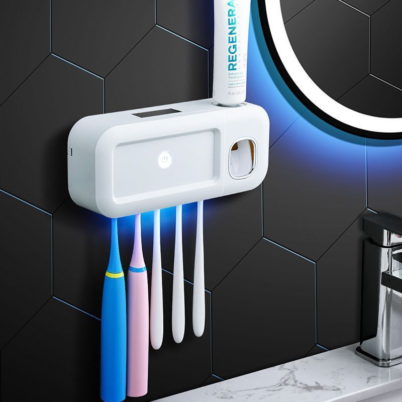 Gray No-Drill UV Toothbrush Holder