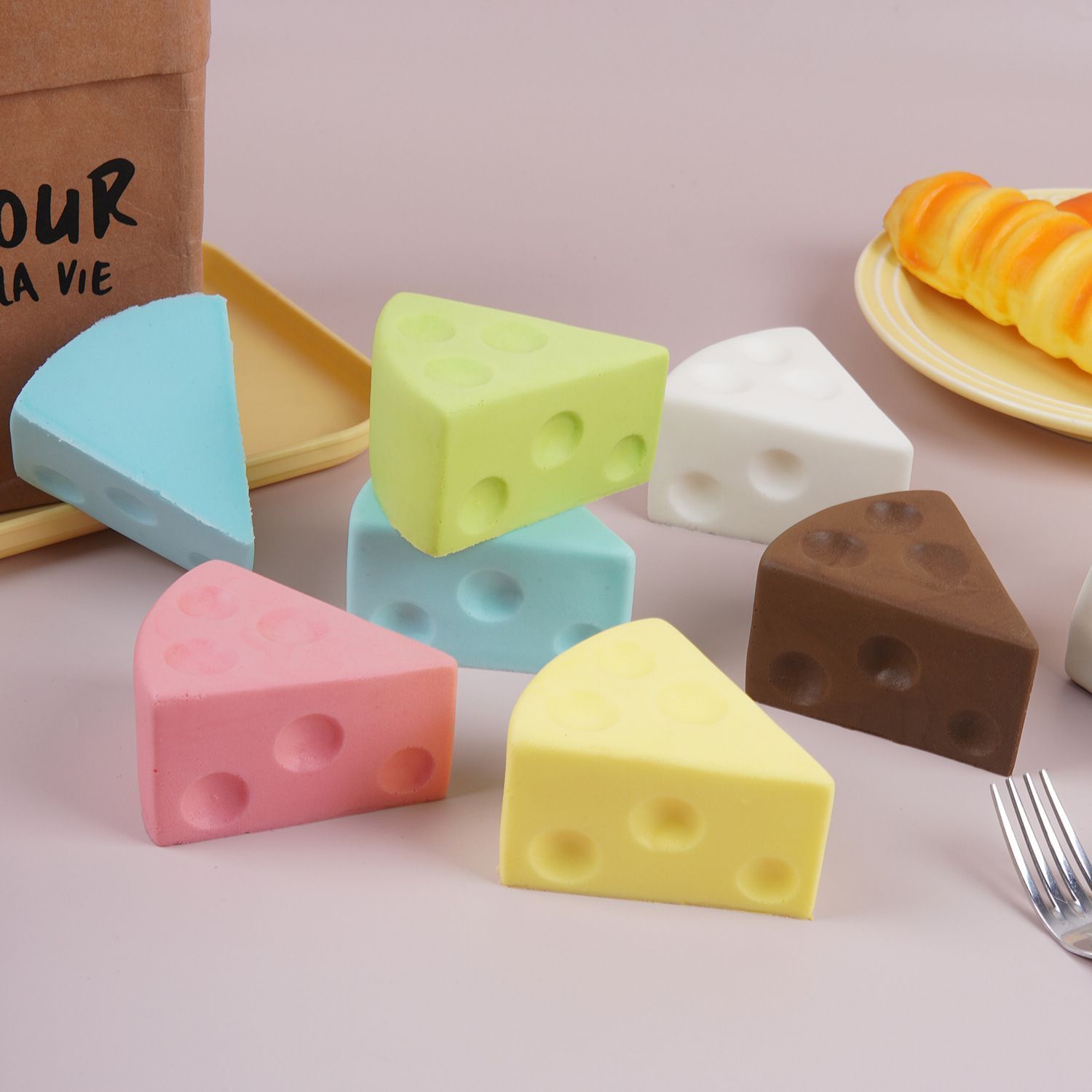 7.5cm White Triangle Cheese Squishy Toy