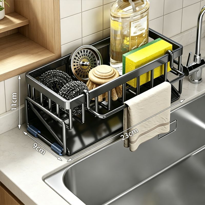 Low Profile Tilted Dish Drying Rack Black 01