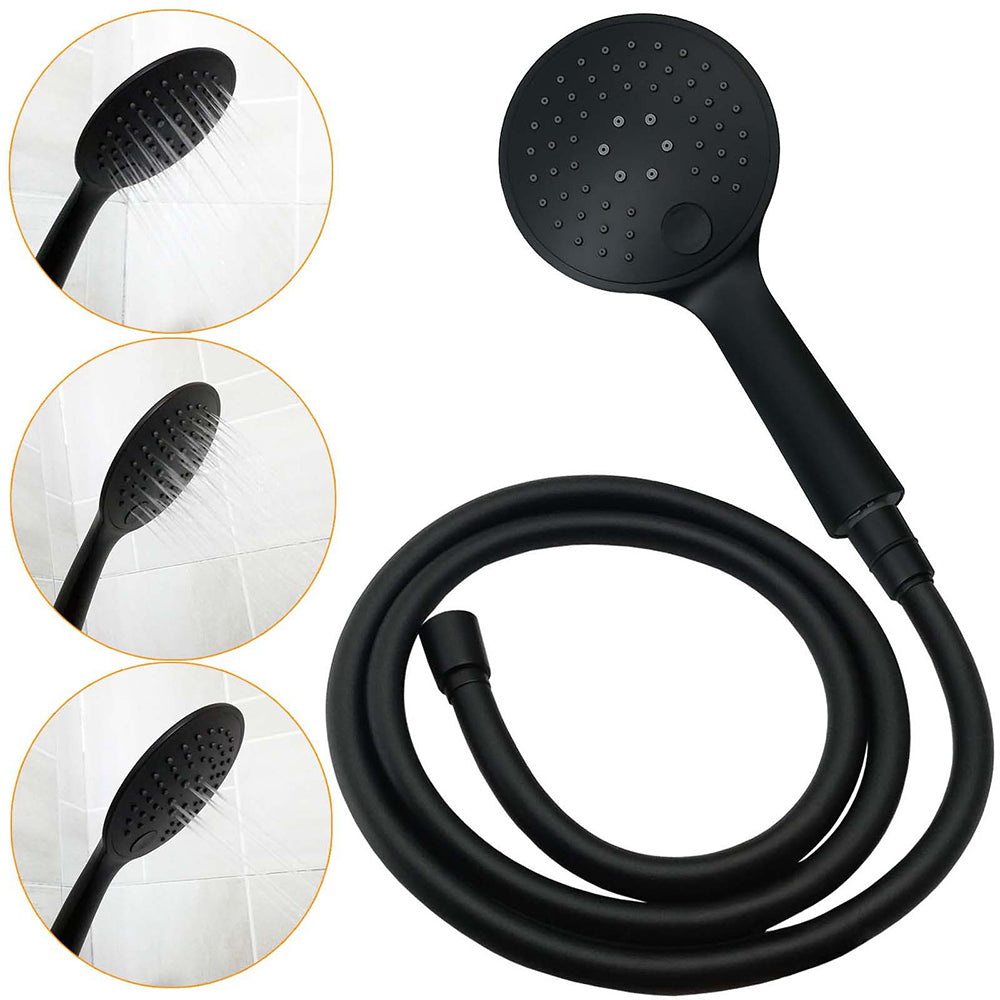 Matt Black Round 9" Rainfall Head Handheld Sliding Rail Wall Arm Dual Shower Taps Set