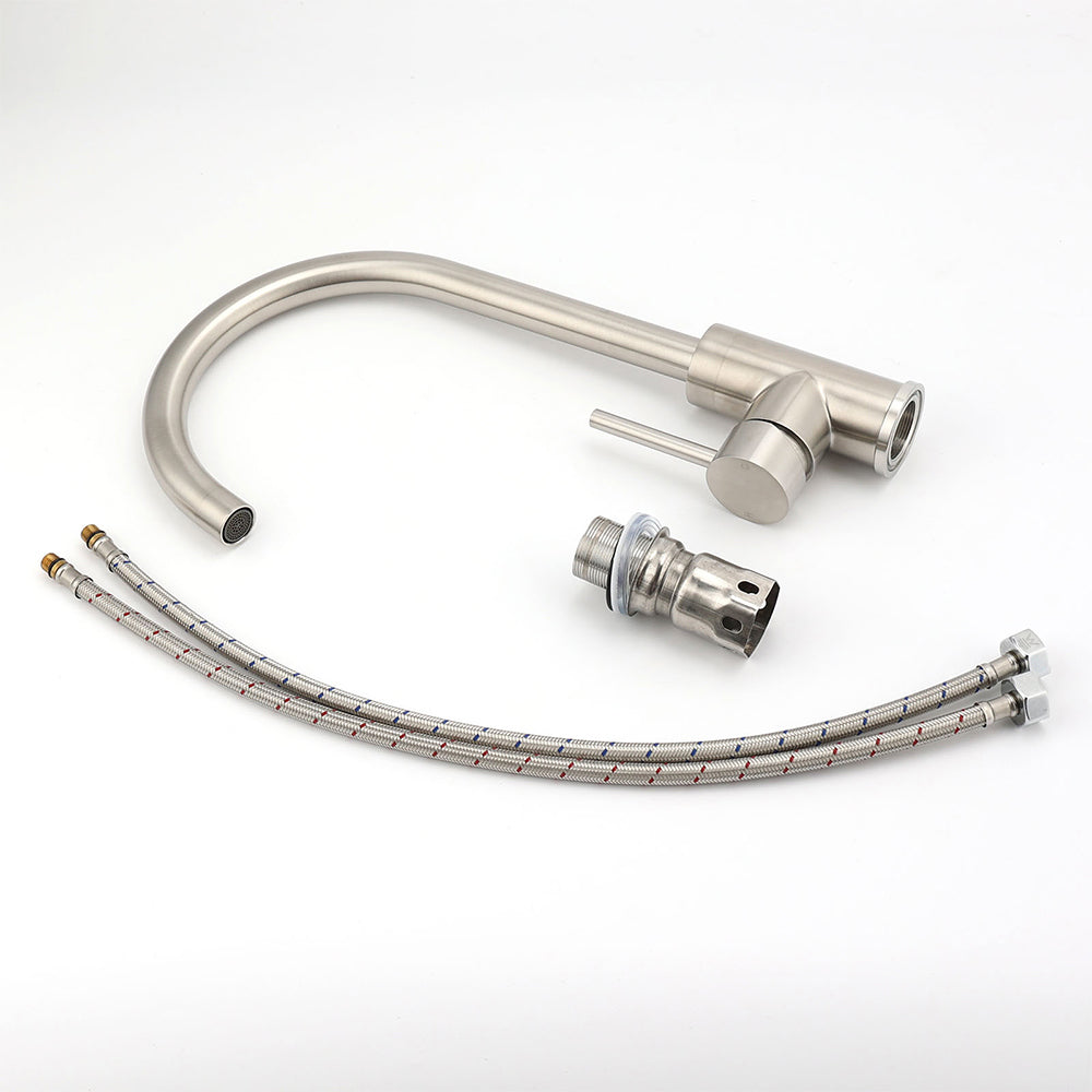 WELS Kitchen Laundry Swivel Sink Mixer Faucet Tap Spout Stainless Steel Brushed