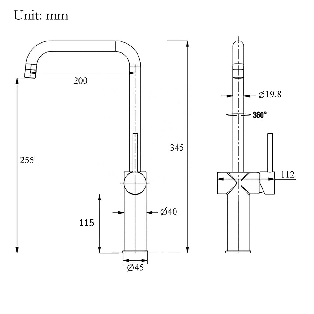WELS 6L/m Kitchen Laundry 360º Swivel Sink Mixer Faucet Tap Spout Brushed Silver