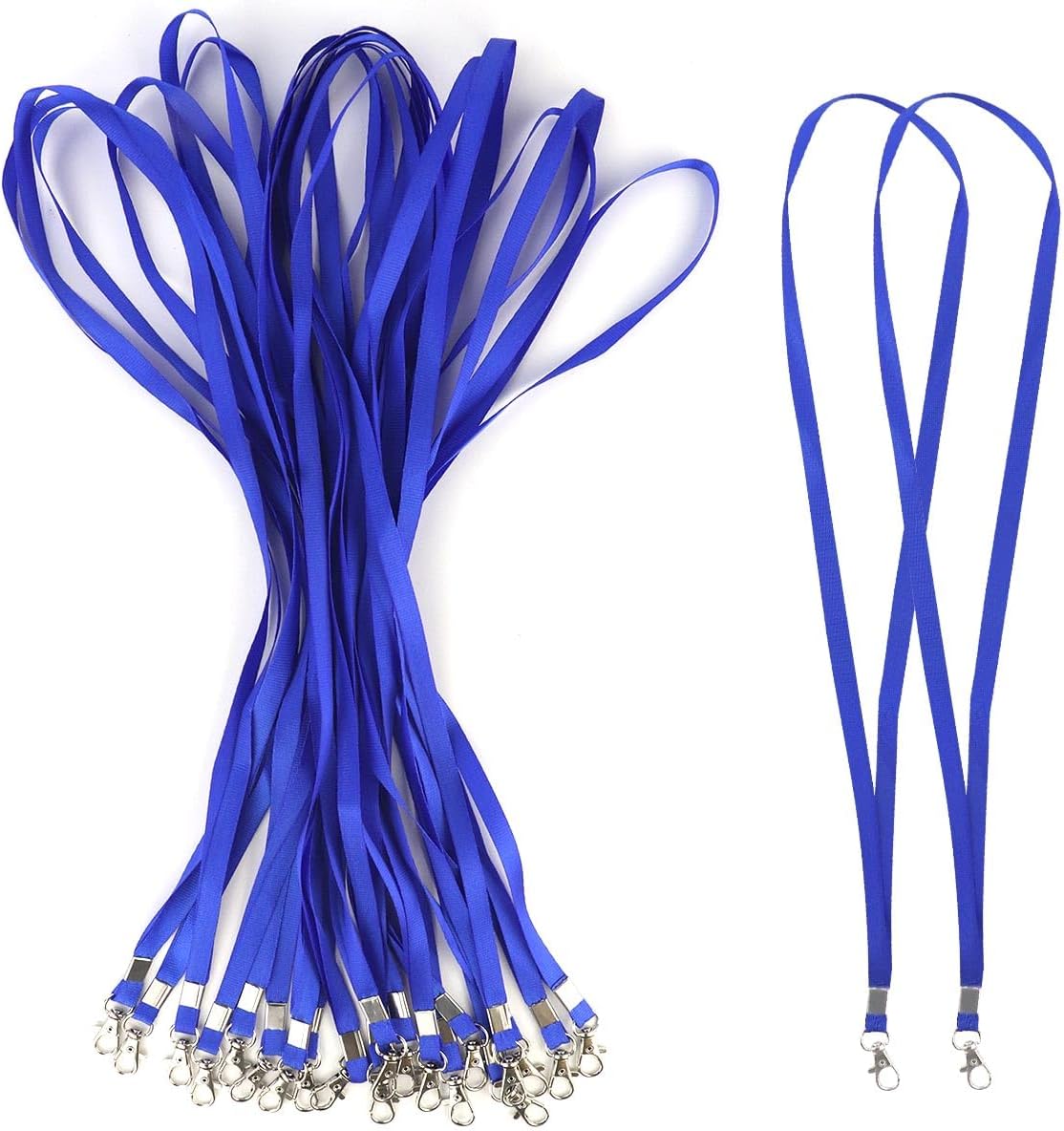 Premium Bulk Navy Blue Lanyards - 17.38 Inch Flat with Clip Swivel Hook Detachable Buckle 20 Pack