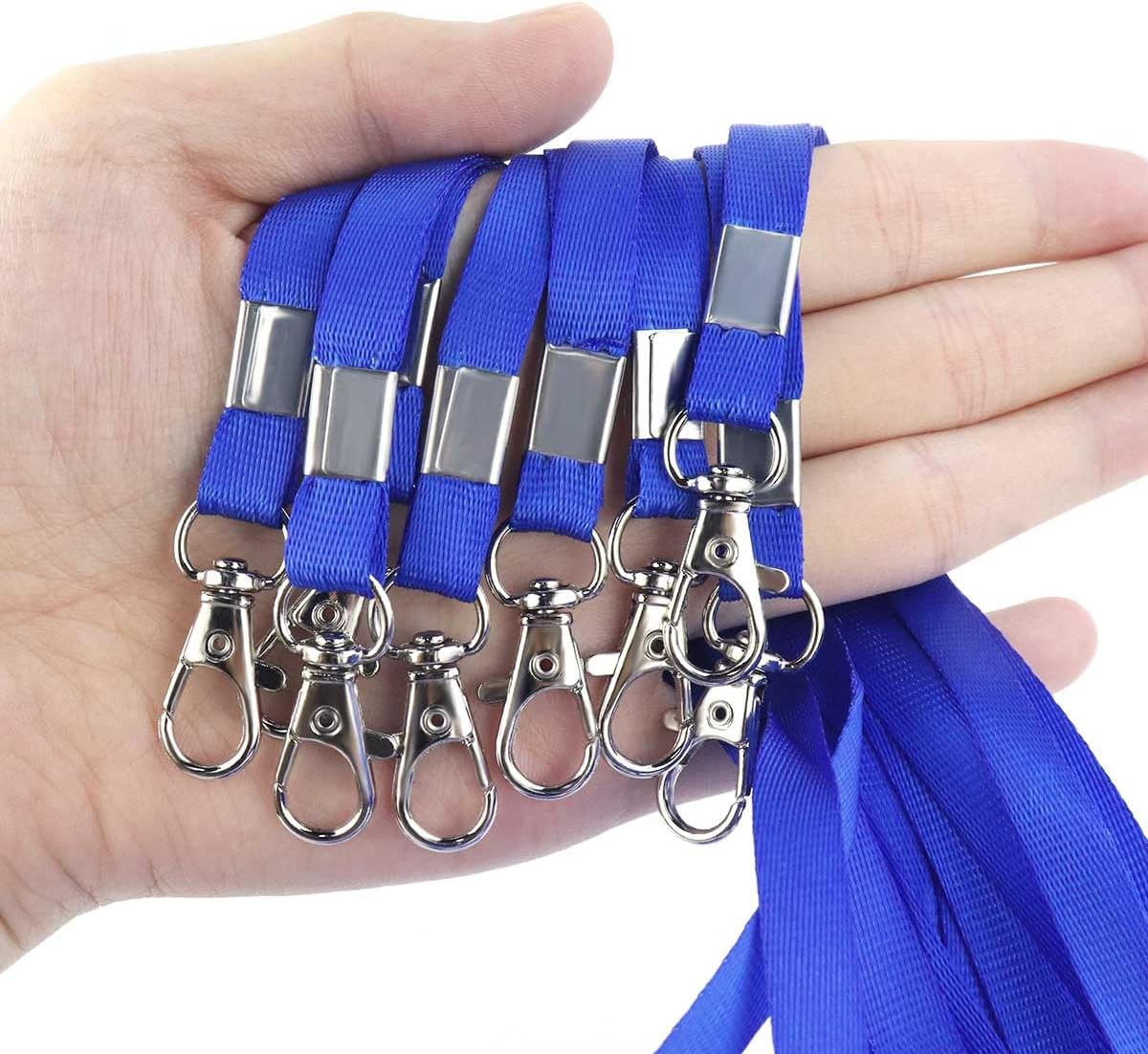 Premium Bulk Navy Blue Lanyards - 17.38 Inch Flat with Clip Swivel Hook Detachable Buckle 20 Pack