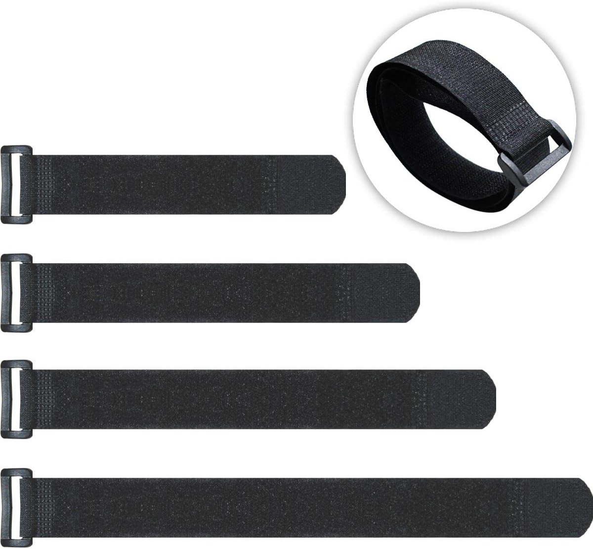 20 Pack Reusable Cinch Straps Fastening Cable Nylon Hook and Loop Ties Down Multipurpose Securing Adjustable Tie Organizer to Keep Home Office from Tangled Cords Black