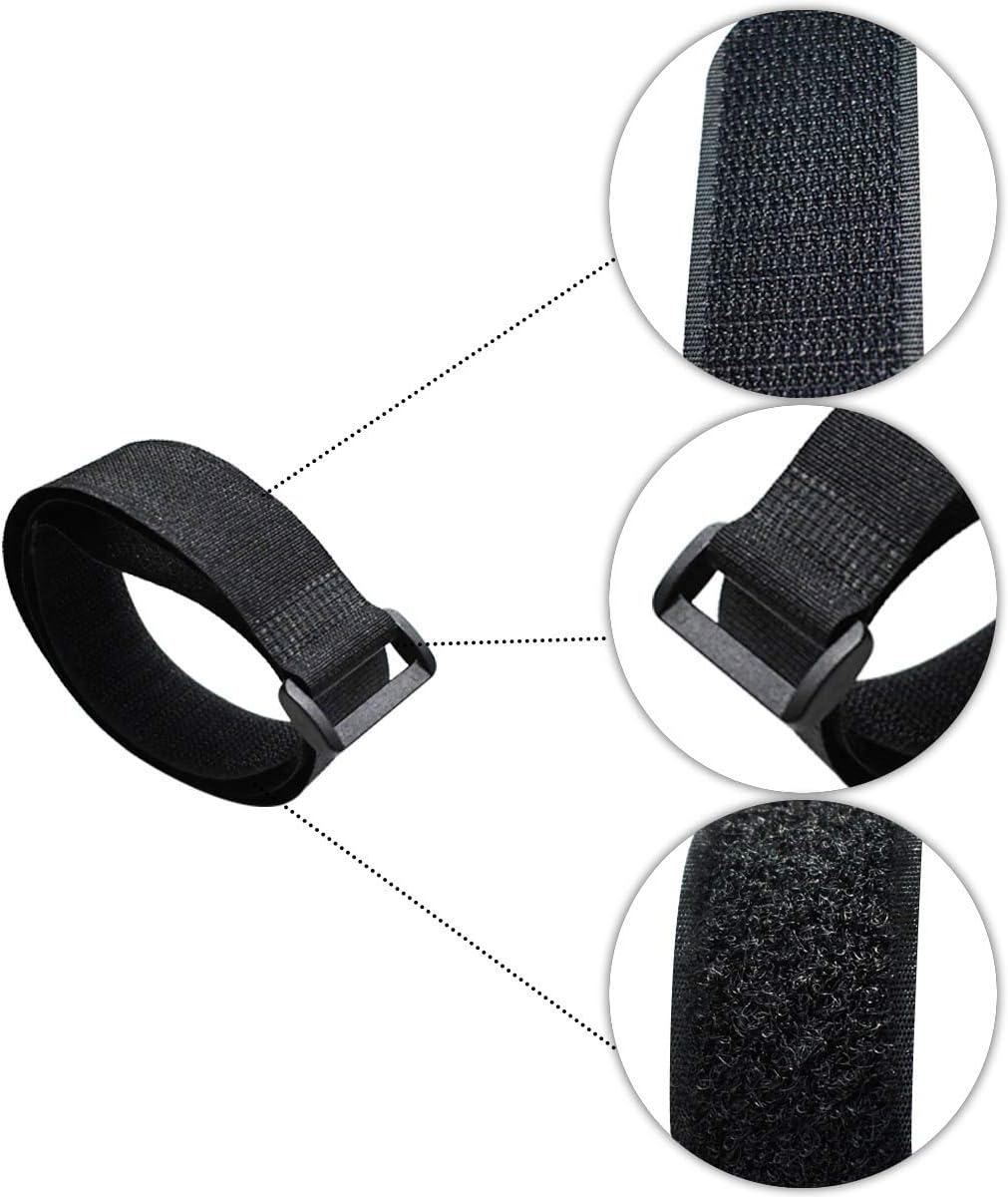 20 Pack Reusable Cinch Straps Fastening Cable Nylon Hook and Loop Ties Down Multipurpose Securing Adjustable Tie Organizer to Keep Home Office from Tangled Cords Black