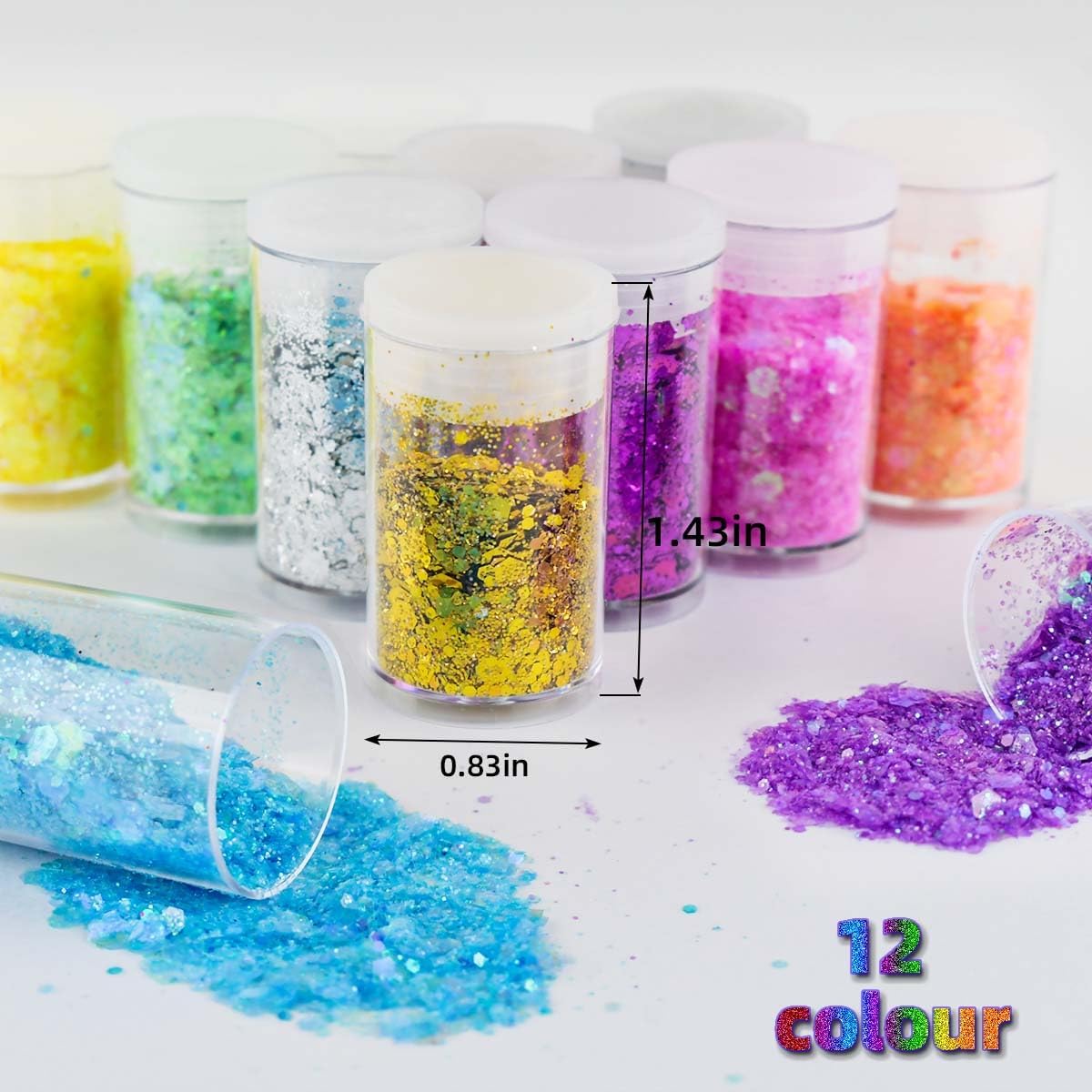 12 Colors Chunky Face Glitter No Glue Cosmetic Body Nail Eye Hair Art Resin Tumbler Holographic Glitte Makeup Sequins Party for Rave Festival Fine Eyeshadow