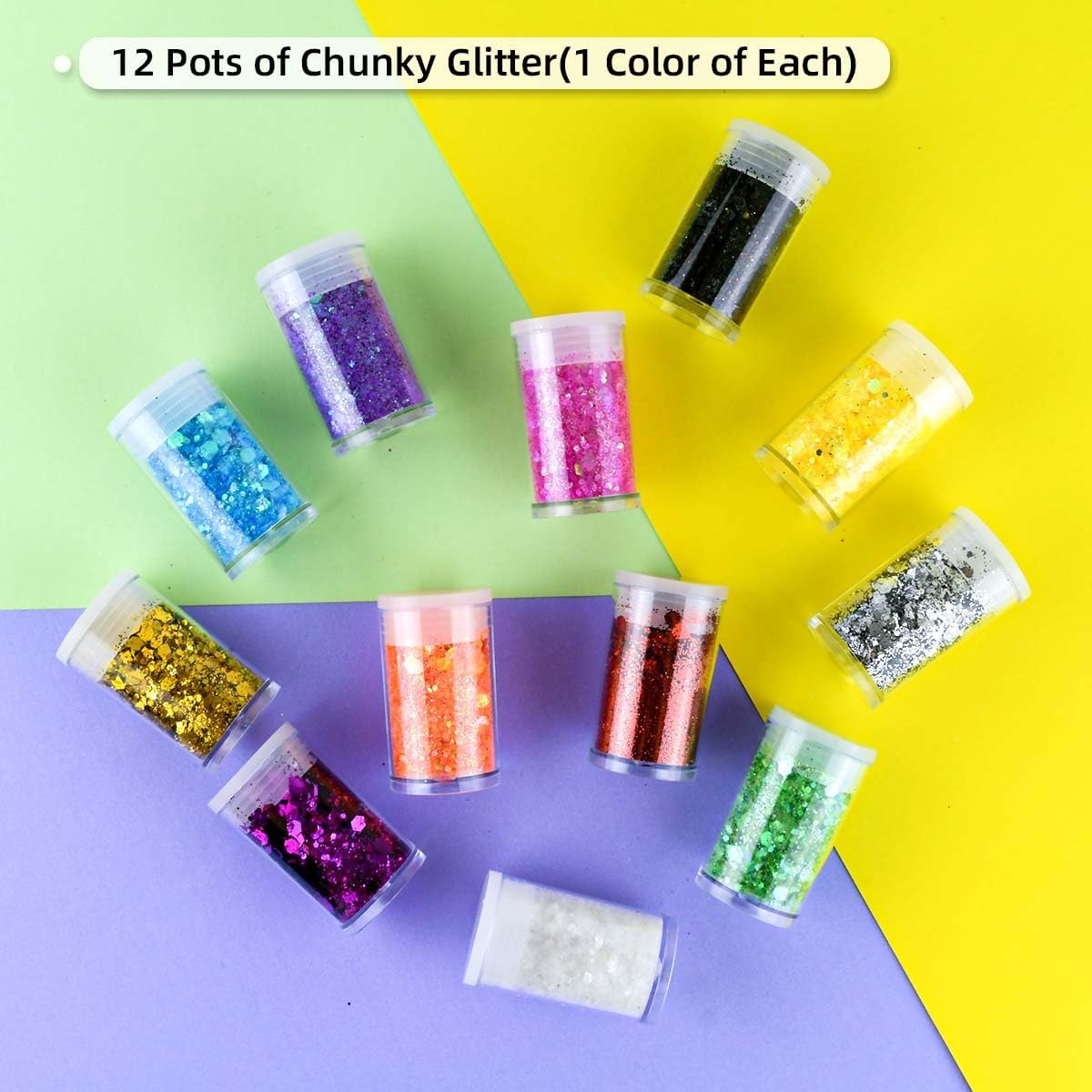 12 Colors Chunky Face Glitter No Glue Cosmetic Body Nail Eye Hair Art Resin Tumbler Holographic Glitte Makeup Sequins Party for Rave Festival Fine Eyeshadow