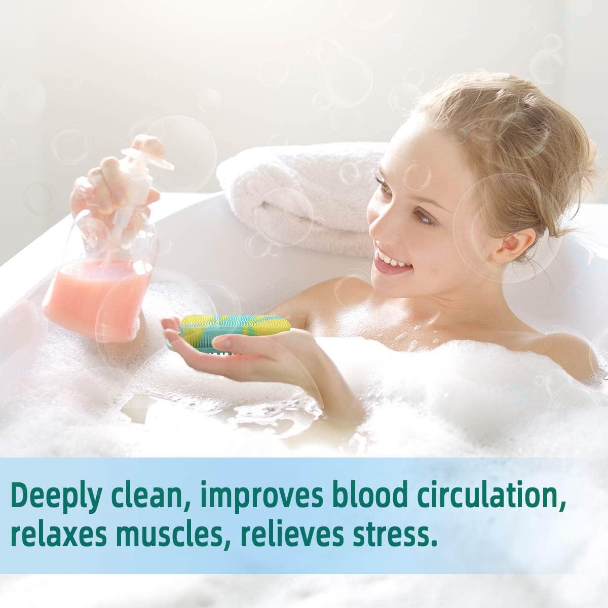 Silicone Body Scrubber Soft Brush for Use in Shower Gentle Exfoliating Loofah Scalp Massager 2 1 Bath and Shampoo Women Men Lathers Well Easy to Clean Camouflage Green