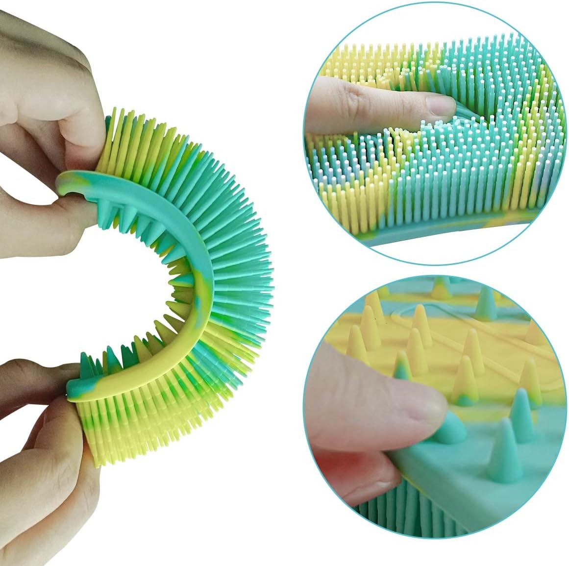Silicone Body Scrubber Soft Brush for Use in Shower Gentle Exfoliating Loofah Scalp Massager 2 1 Bath and Shampoo Women Men Lathers Well Easy to Clean Camouflage Green