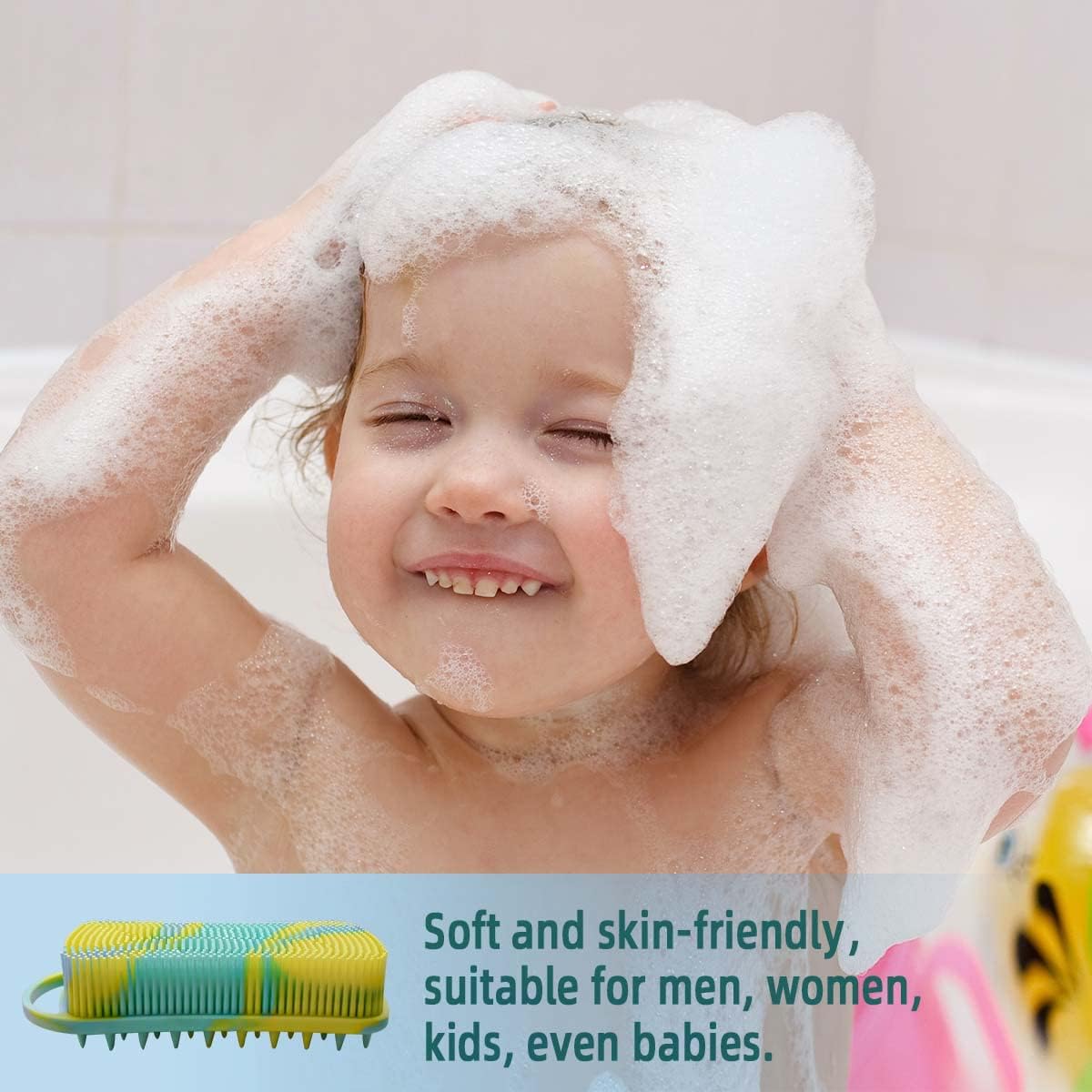 Silicone Body Scrubber Soft Brush for Use in Shower Gentle Exfoliating Loofah Scalp Massager 2 1 Bath and Shampoo Women Men Lathers Well Easy to Clean Camouflage Green