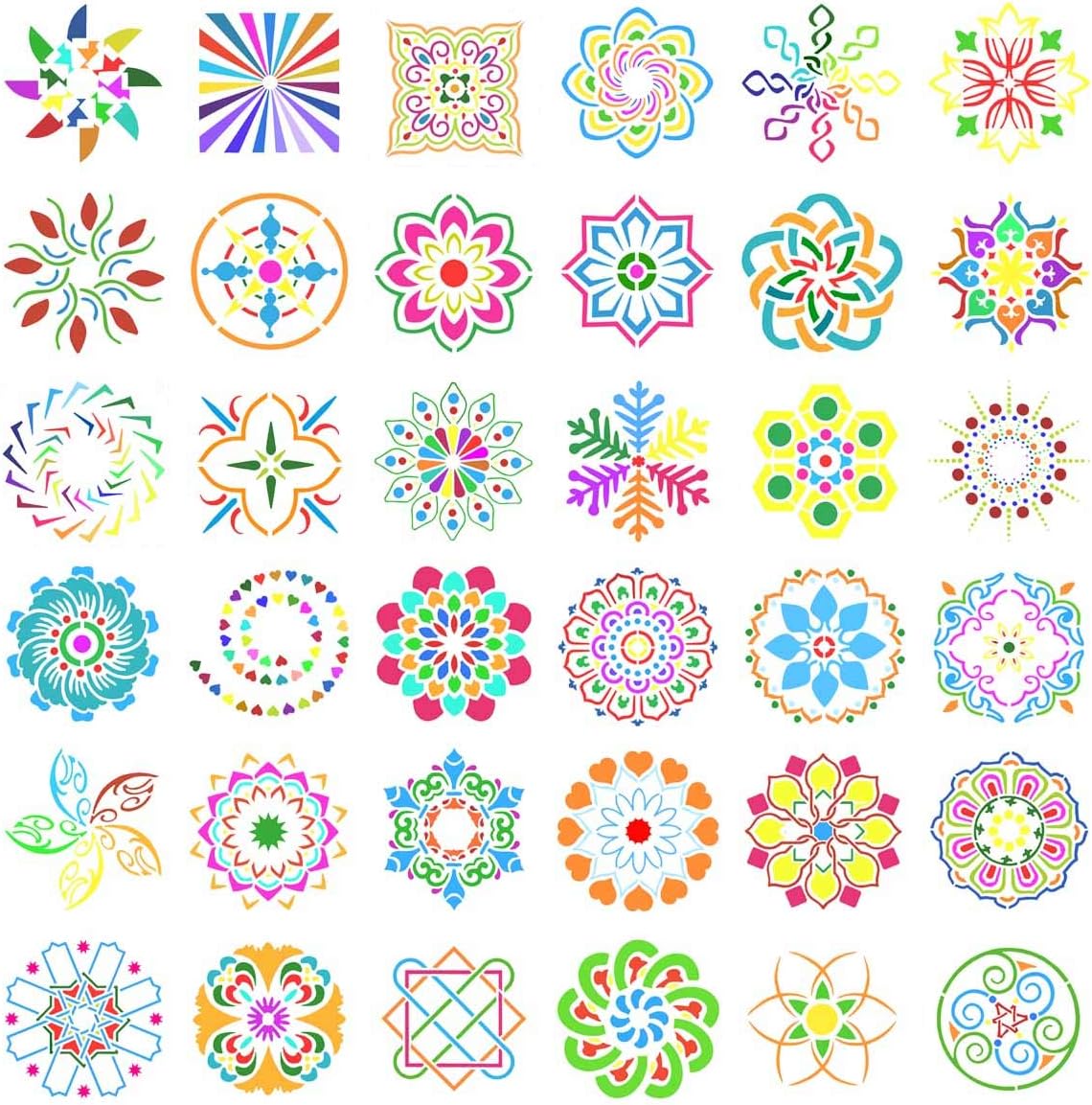 36 Pack Mandala Stencils 3.6x3.6 Inch Dotting Painting Template Stencil Set for Perfect DIY Art Projects Wood Wall Floor Fabric Furniture Tile Christmas Gift Reusable