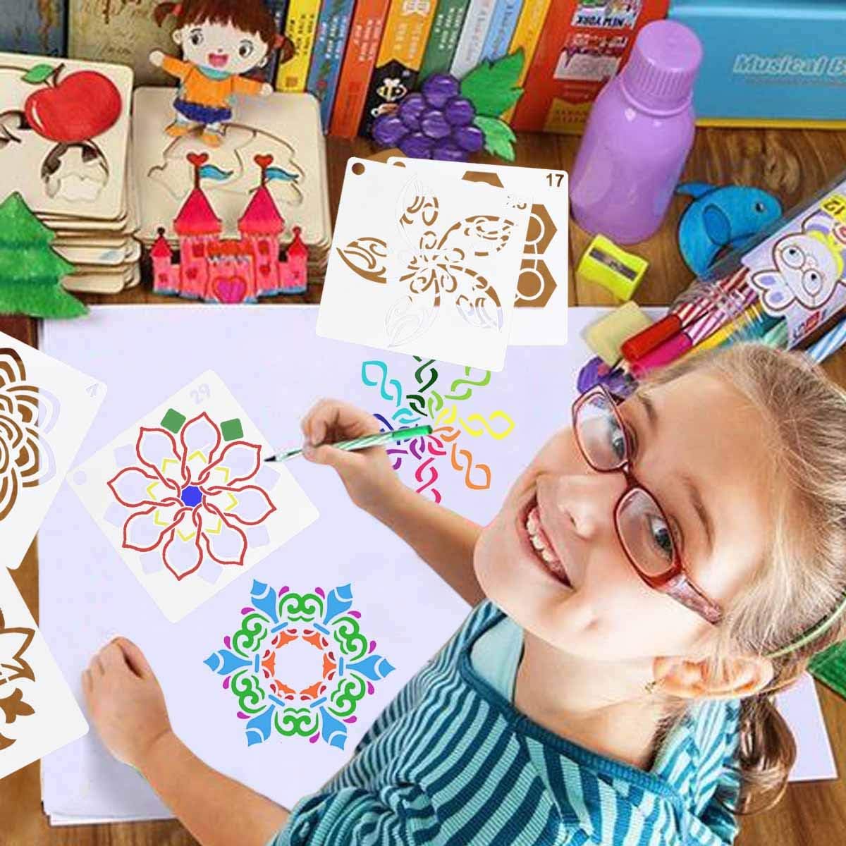 36 Pack Mandala Stencils 3.6x3.6 Inch Dotting Painting Template Stencil Set for Perfect DIY Art Projects Wood Wall Floor Fabric Furniture Tile Christmas Gift Reusable