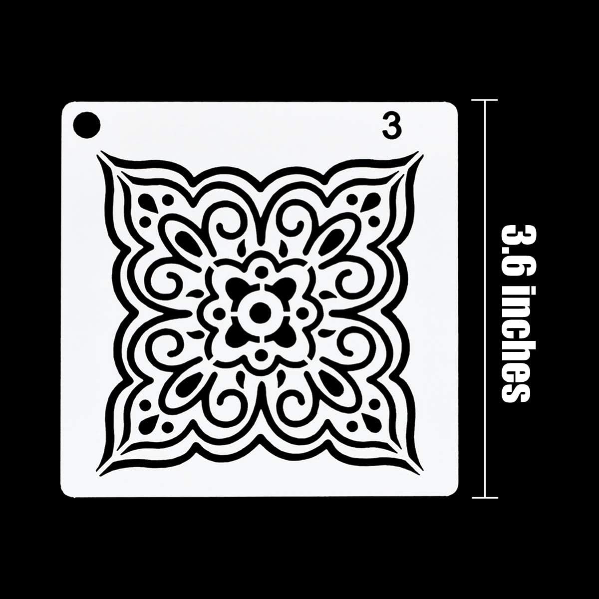 36 Pack Mandala Stencils 3.6x3.6 Inch Dotting Painting Template Stencil Set for Perfect DIY Art Projects Wood Wall Floor Fabric Furniture Tile Christmas Gift Reusable