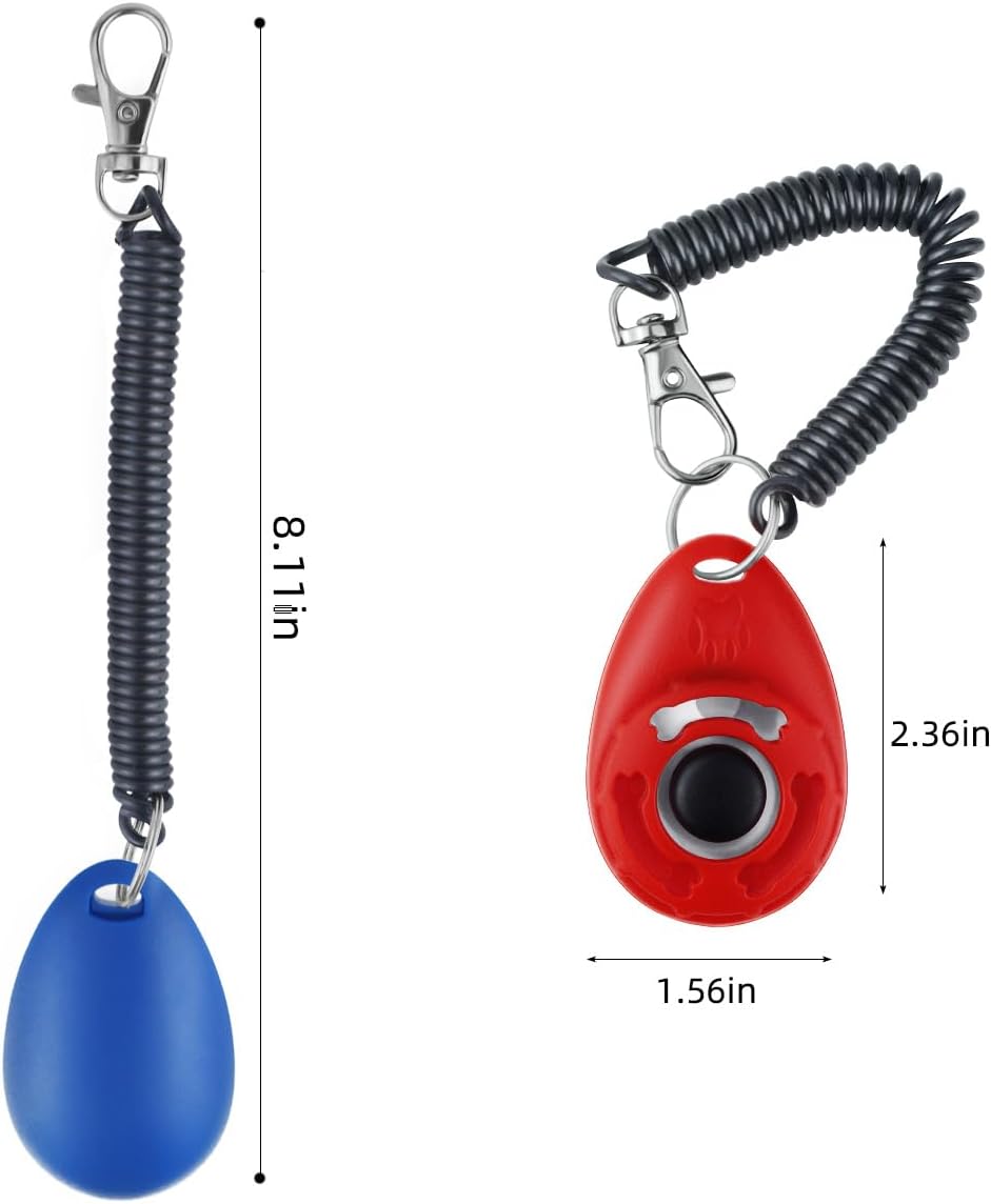 Petluno 4 Pieces Pet Training Clicker with Wrist Strap and Dog Treat Pouch for Puppy Cats Birds Kit Behavioral White, Red, Orange, Blue