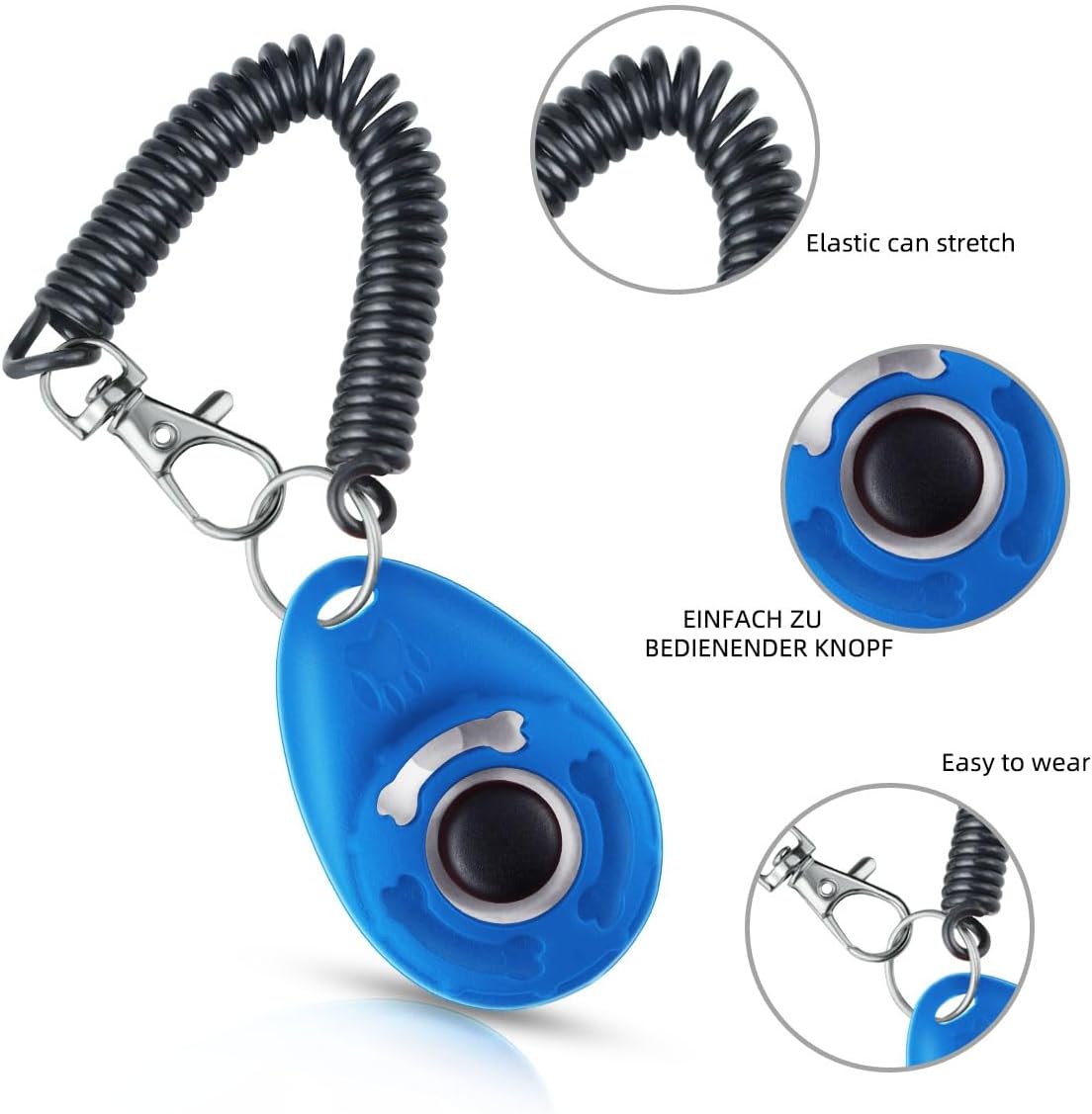 Petluno 4 Pieces Pet Training Clicker with Wrist Strap and Dog Treat Pouch for Puppy Cats Birds Kit Behavioral White, Red, Orange, Blue