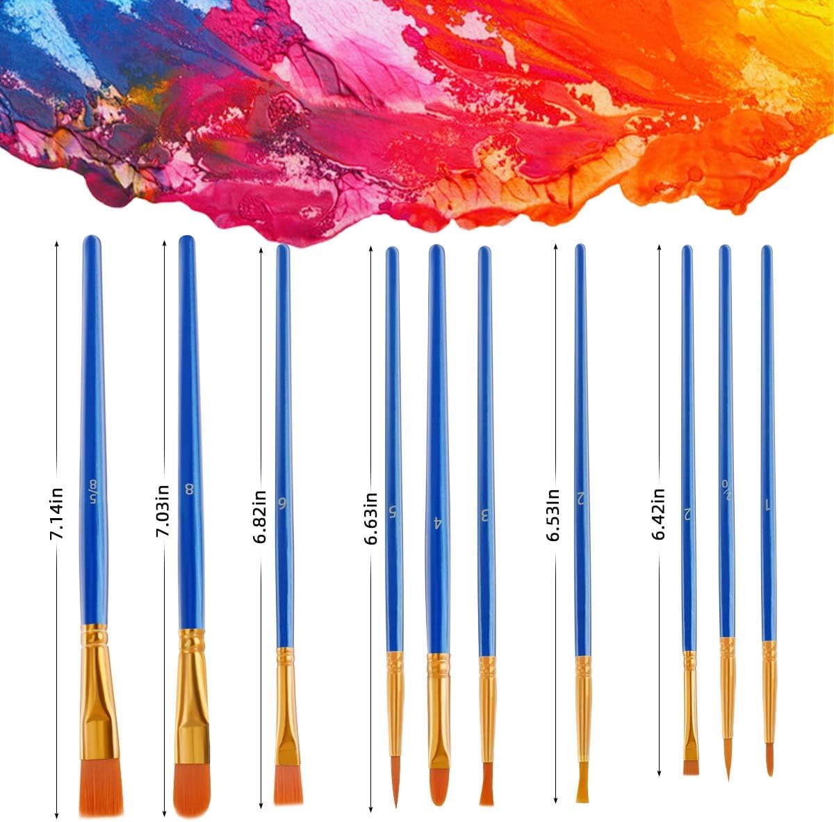 20 Pcs Paint Brushes Painting Brush for Acrylic Oil Watercolor Flat and Round Set Washable Artist Small Bulk Toddler Hog Bristle Art Pack