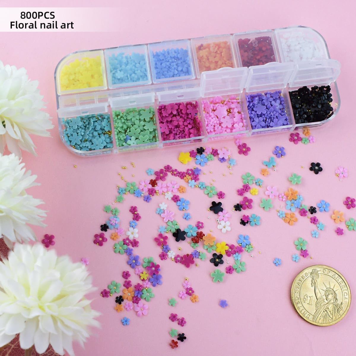 800 Pcs Nail Charms Art Butterfly 3D Nails Decoration Crafts DIY Diamonds Rhinestones Acrylic Jewelry Accessories Gold Silver Pearls Supplies Resin Flatbacks Flower Gems