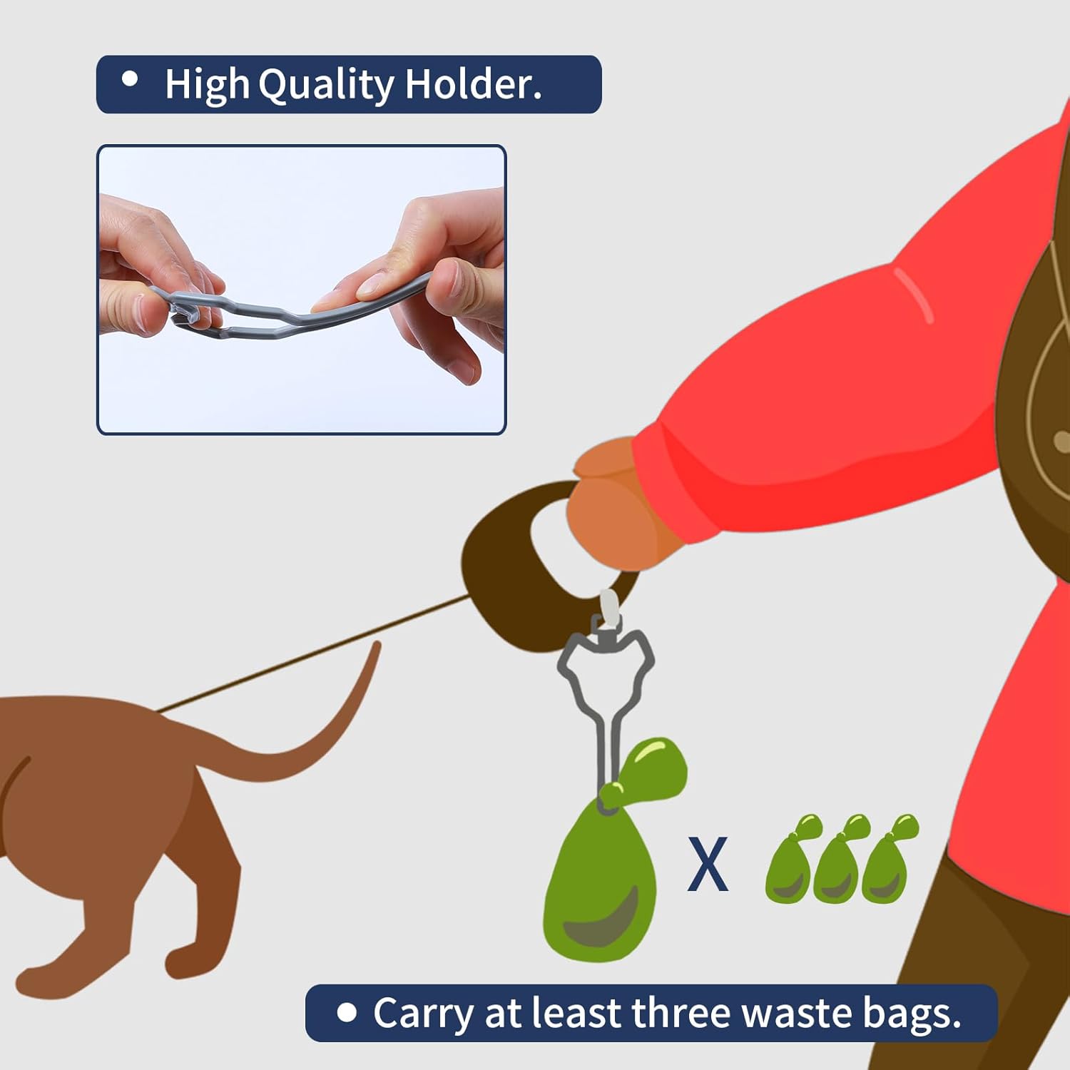 ® 2Pcs Dog Poop Bag Holder, Premium Waste Bag Holder Carrier for Leash, Dog Poop Bag Dispenser for Walking Running Bicycle Accessory Black