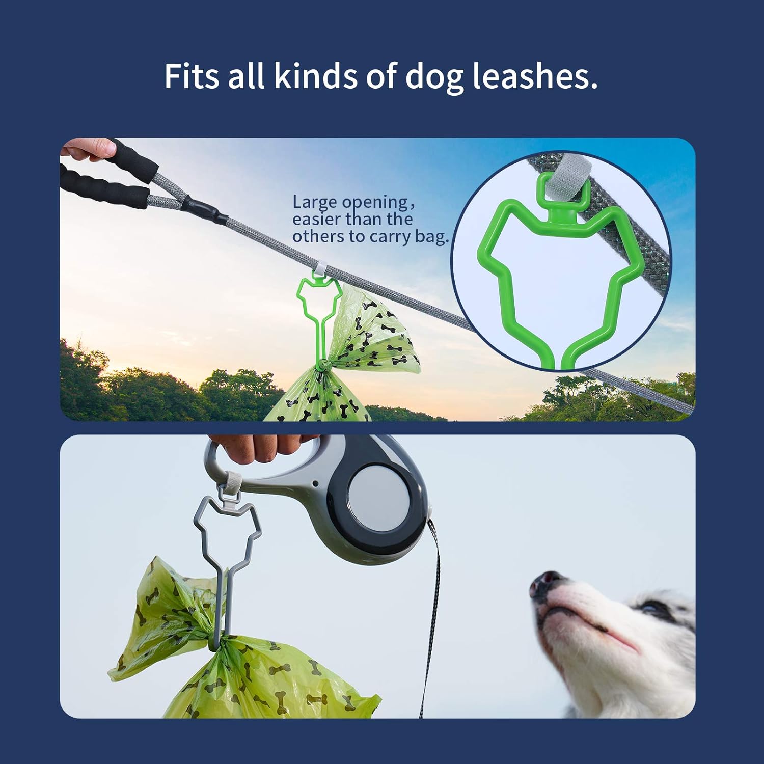 ® 2Pcs Dog Poop Bag Holder, Premium Waste Bag Holder Carrier for Leash, Dog Poop Bag Dispenser for Walking Running Bicycle Accessory Black