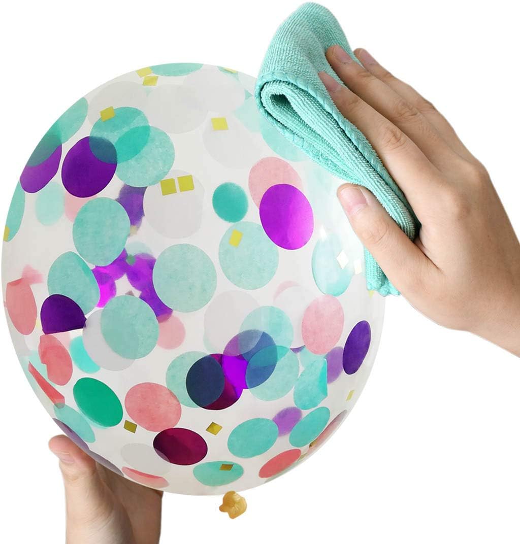 50 Pack Mermaid Party Balloons 12 Inch Light Purple Dark Pink Blue Latex & Confetti Birthday Bridal Shower Wedding Baby Decorations Princess Supplies
