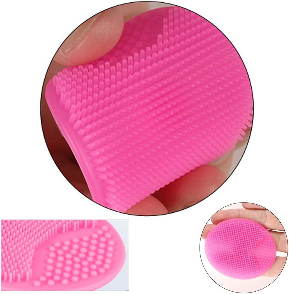 Face Scrubber,2 Pack Soft Silicone Scrubbies Facial Cleansing Pad Exfoliator Scrub Brush Scrubby for Massage Pore Blackhead Removing Exfoliating,Cool Gift Girl Rose Pink+blue; 2