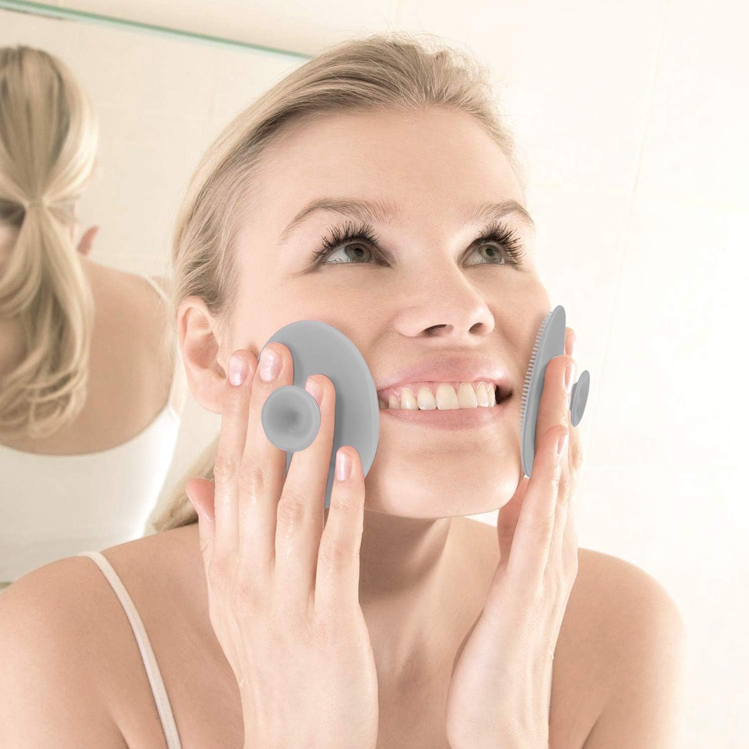 Silicone Face Scrubbers Exfoliator Brush-Facial Cleansing Brush Blackhead Scrubber Exfoliating Pads Precision Pore Pad Acne Removing Brush-2 Pack, White
