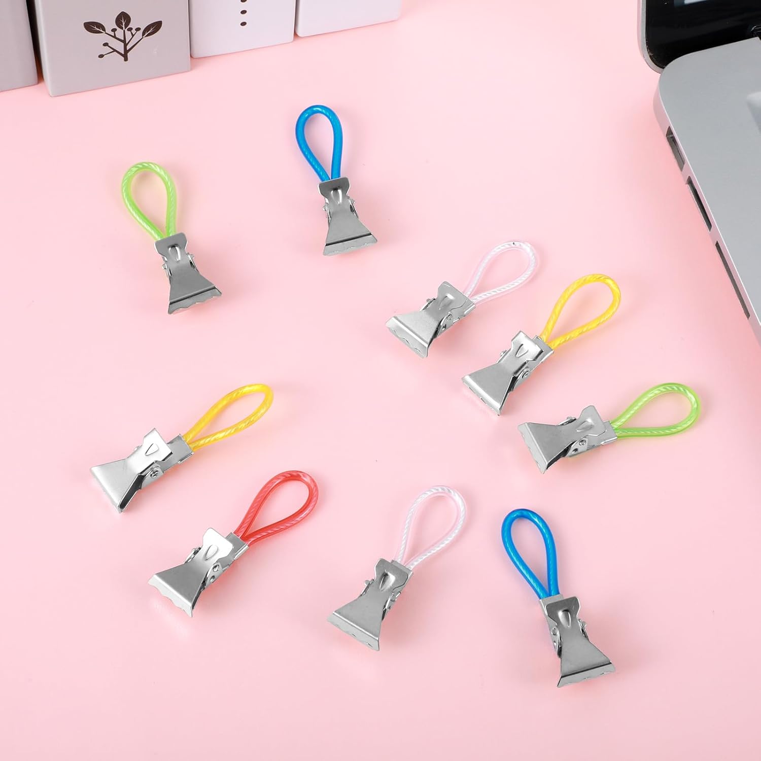 Xindojuz 15 PCS Kitchen Towel Clips, Metal Beach Chair Clips with Hanging Loop for Kitchen, Multi-Color Hanging Towels Clip Small Cloth Hook Clip Hangers for Home Bathroom Cupboards 5 Colors