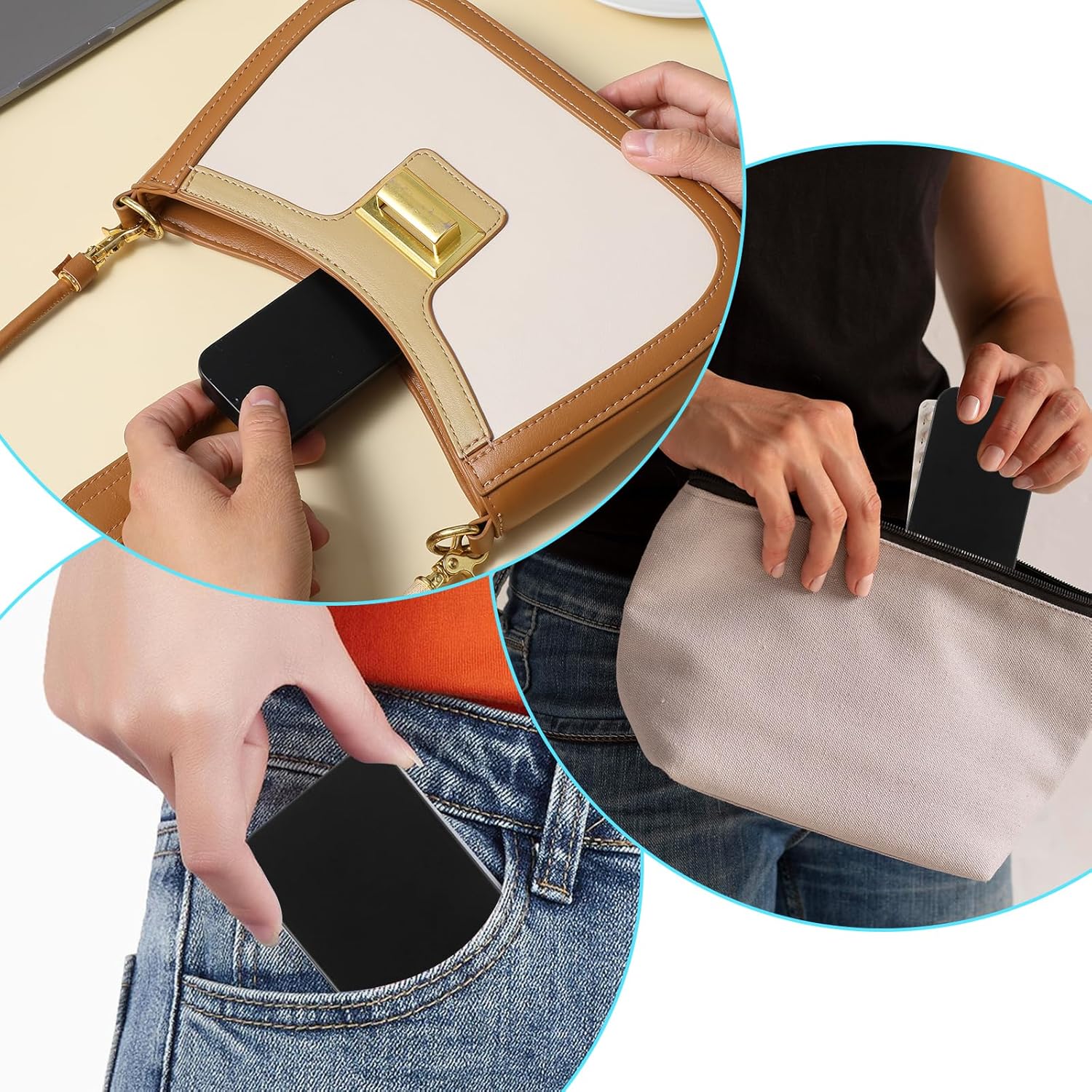 2 PCS Mini Travel Dental Floss Case, Portable Purse Floss Pick Holder, Small Toothpick Dispenser, Convenient Refillable Glide Storage Adult Floss in Box for Travel Dates Dinners Hotels Black
