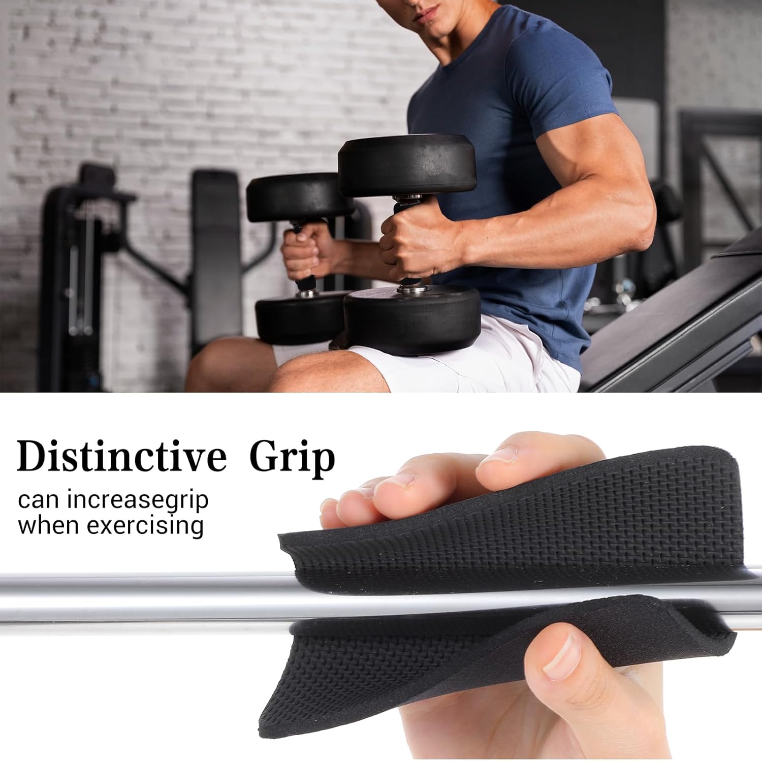 8 PCS Gym Grip Pads Rubber Weight Big Back Lifting Grips Workout Hand Pads Anti-Slip Weight Training Hand Grips Hands Protector for Gym Pull up Training Men Women No Sweaty Black