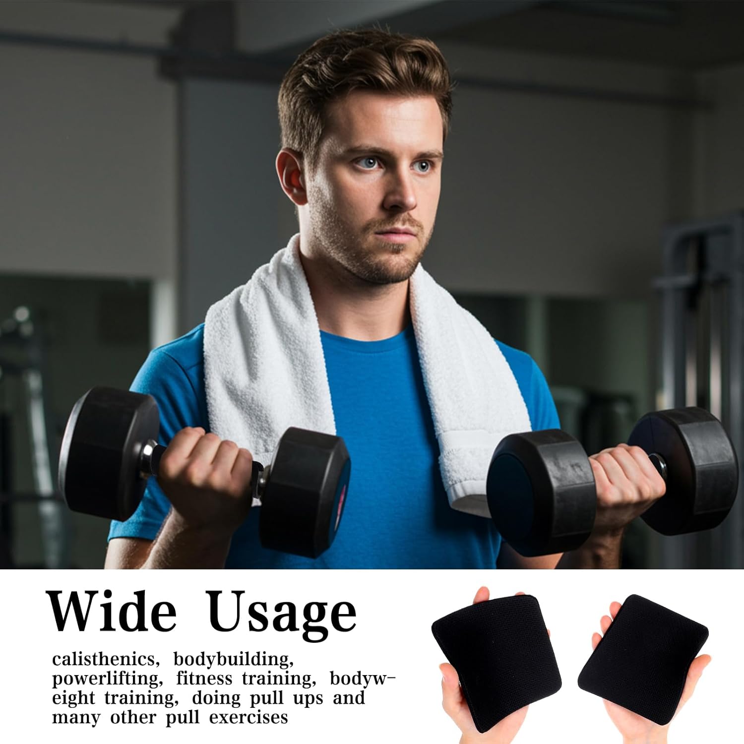 8 PCS Gym Grip Pads Rubber Weight Big Back Lifting Grips Workout Hand Pads Anti-Slip Weight Training Hand Grips Hands Protector for Gym Pull up Training Men Women No Sweaty Black