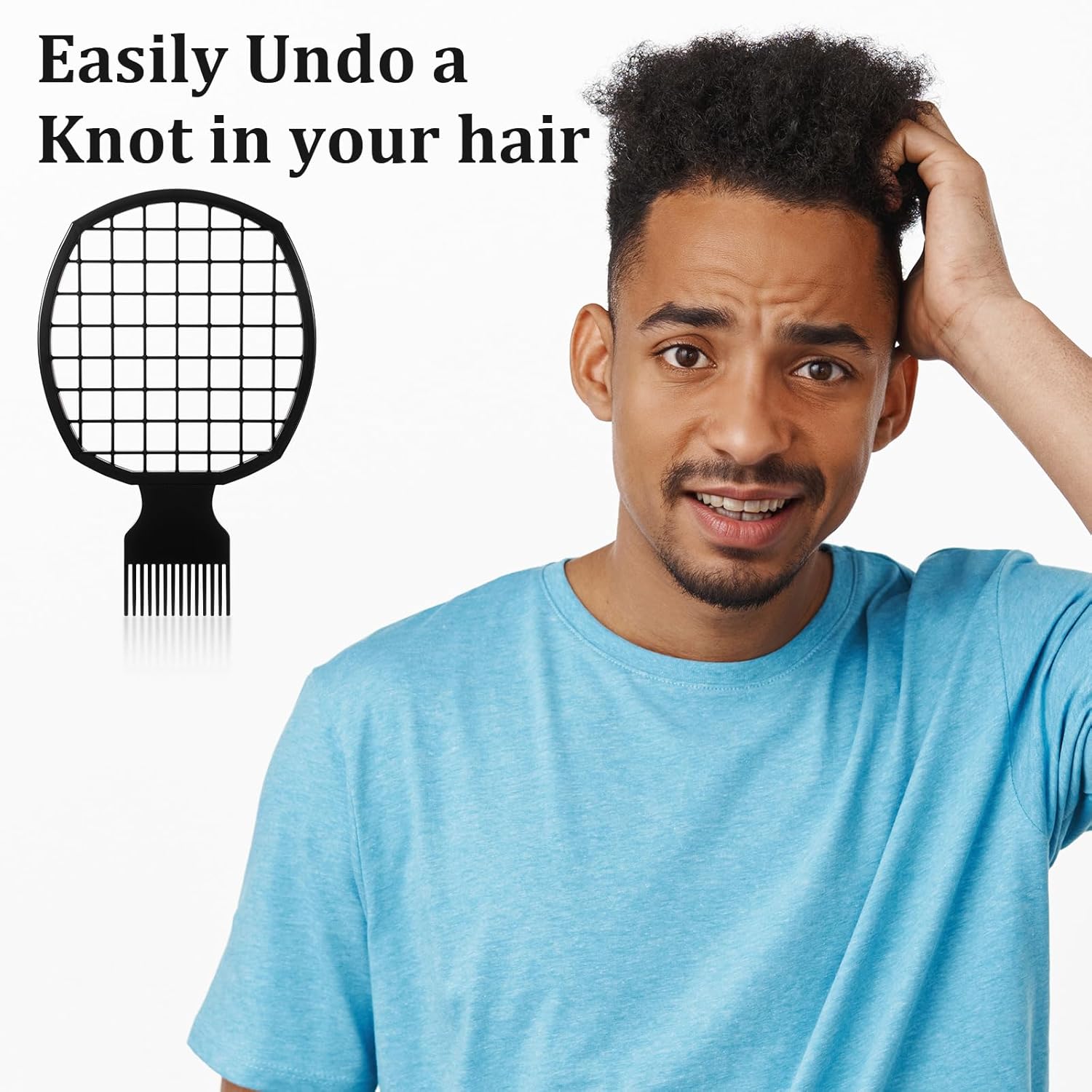Xindojuz 2 PCS Twist Comb, Sponge Brush for Hair, 2 In 1 Afro Hair Pick Comb Set for Black Men and Women Curls, Dual-sided Design, ABS Material Hairpicks for Men Black