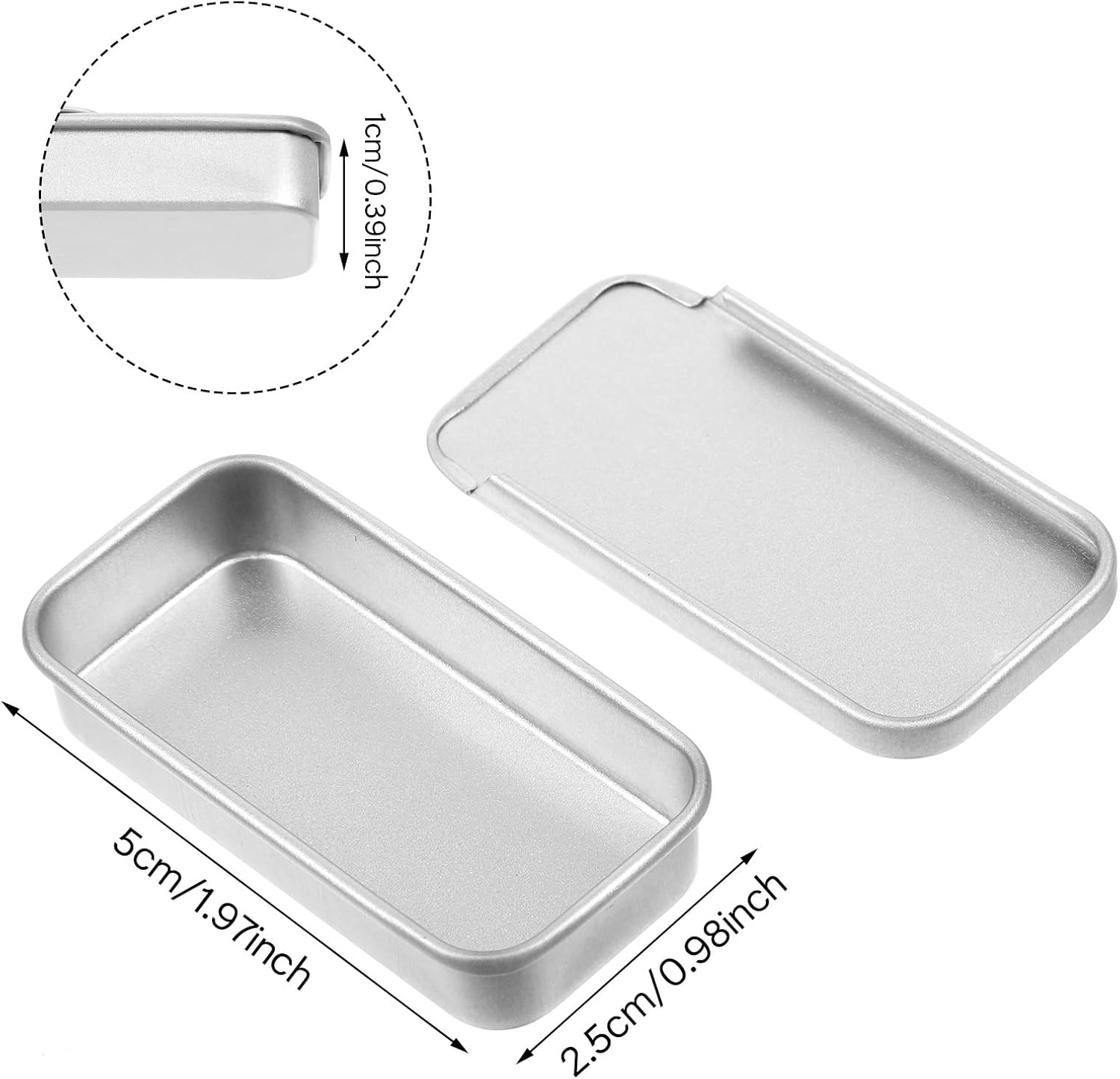 Xindojuz 6 PCS Empty Slide Top Lip Balm Containers, Small Aluminum Tins with Lids Lip Balm Tin Box Holder Mini Metal Storage Organizer for Candles Jewelry Crafts Storage Kit 2×1×0.4 Inch, Silver