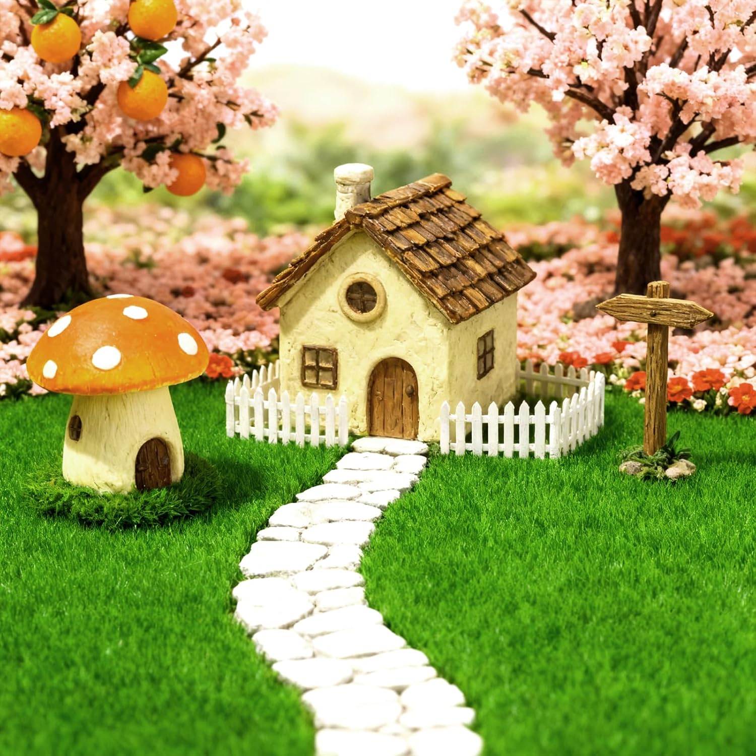 Xindojuz 4 Packs Fake Grass Decor, Artificial Grass for Crafts, Fairy Garden Turf, Diorama Supplies Miniature Lawn Mat, Dollhouse Ornament DIY Decoration Accessories 6" x 6"/15 x 15 cm