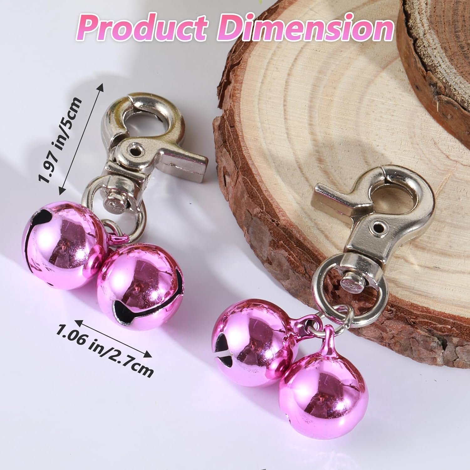 2 PCS Pet Bells for Collar Small Bell for Dog Cat Collar Bells Only Loud Training Pendant Accessories Stainless Steel Collars Charm with Heavy Duty Snap Clips for Dogs Kitty Puppy Pet Purple
