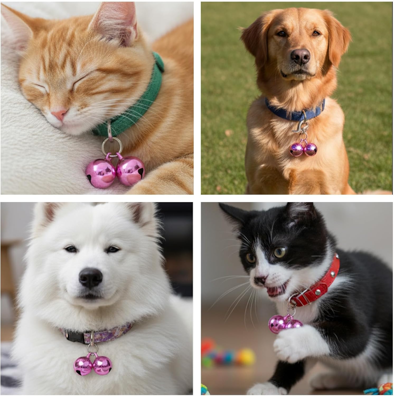 2 PCS Pet Bells for Collar Small Bell for Dog Cat Collar Bells Only Loud Training Pendant Accessories Stainless Steel Collars Charm with Heavy Duty Snap Clips for Dogs Kitty Puppy Pet Purple