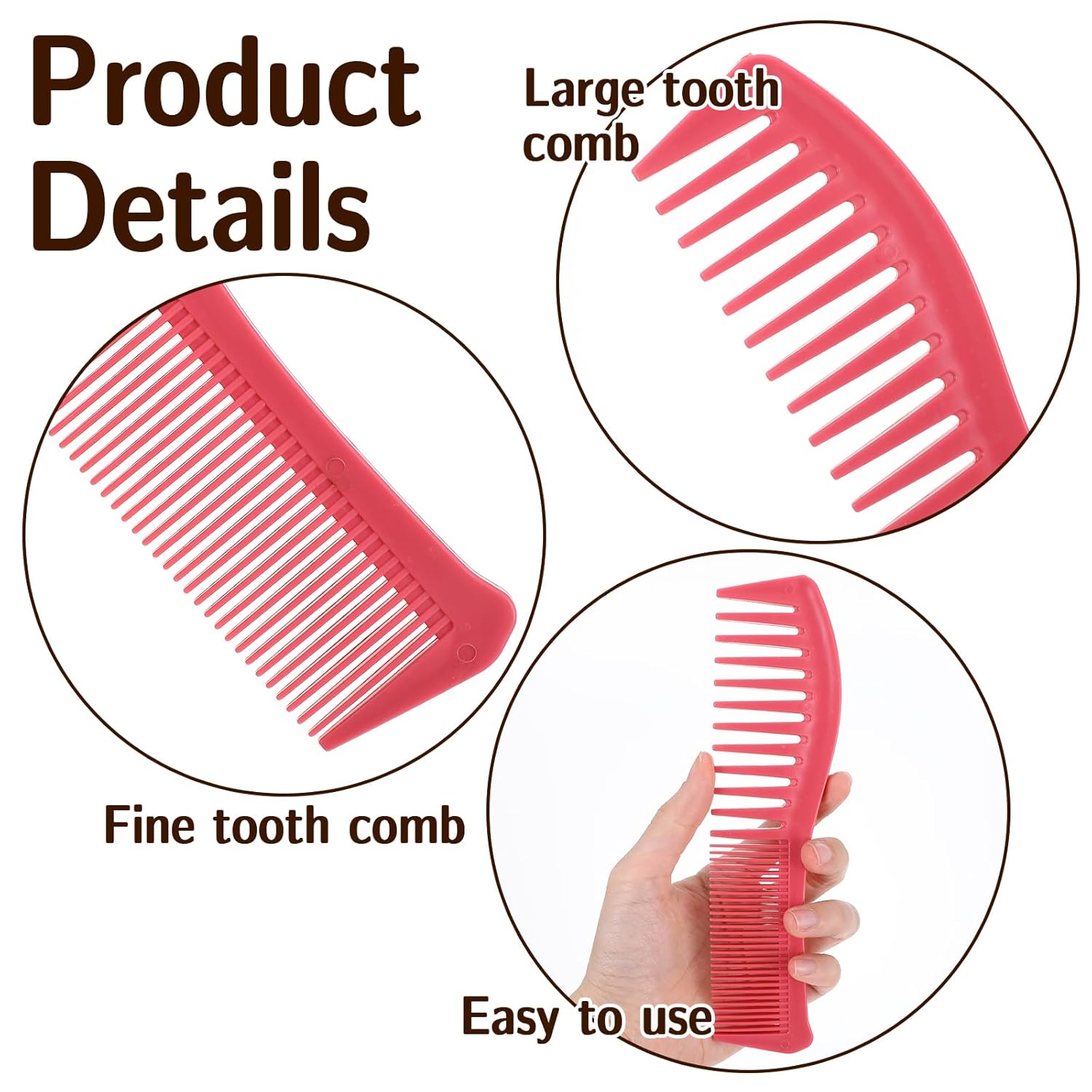 5 Pcs Comb Set Wide Tooth Combs for Hair Styling Detangling Double Sided Wide And Fine Tooth Comb All Purpose Hairstyle Shower Combs for Women Men Thin Thick Straight Hair 5 Colors