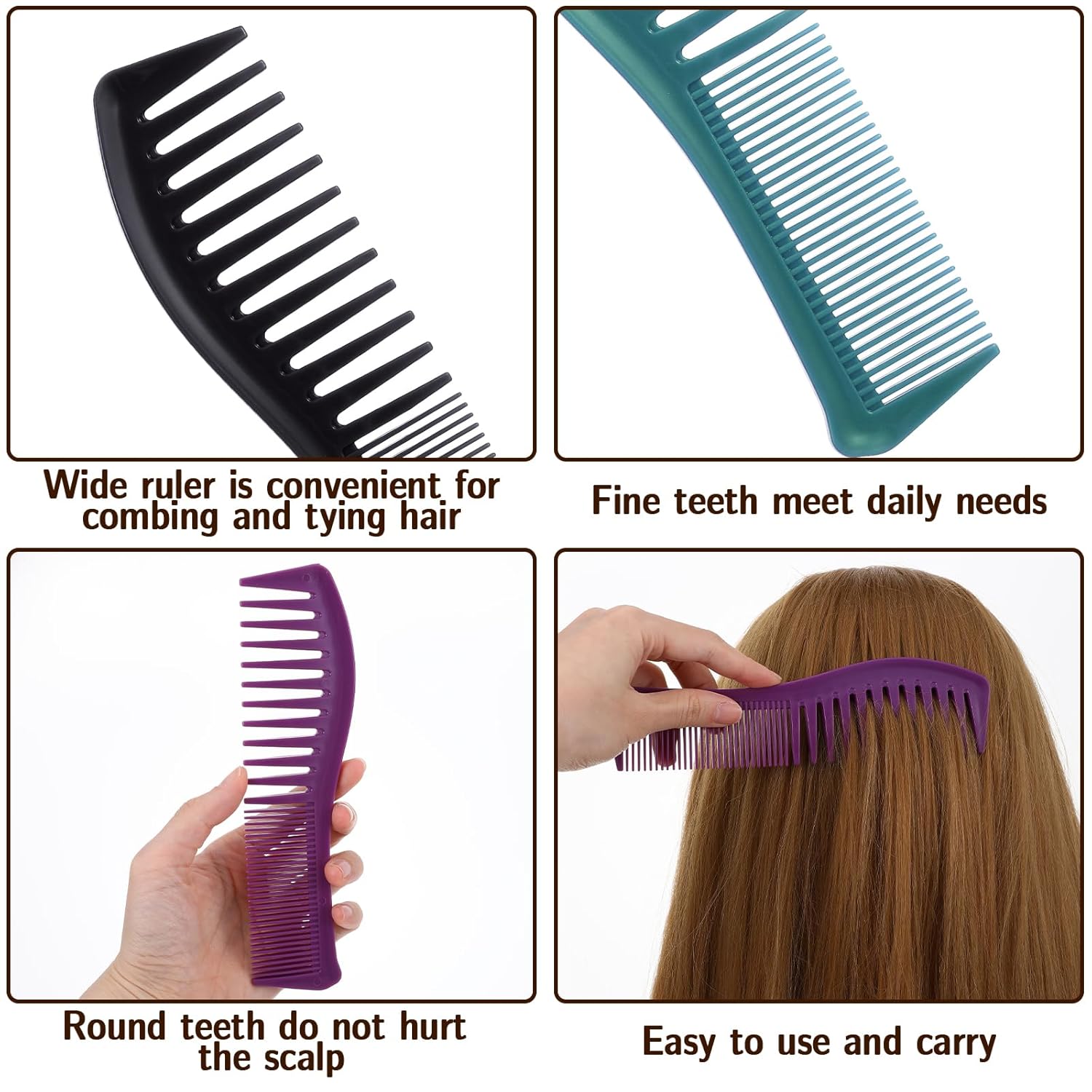 5 Pcs Comb Set Wide Tooth Combs for Hair Styling Detangling Double Sided Wide And Fine Tooth Comb All Purpose Hairstyle Shower Combs for Women Men Thin Thick Straight Hair 5 Colors