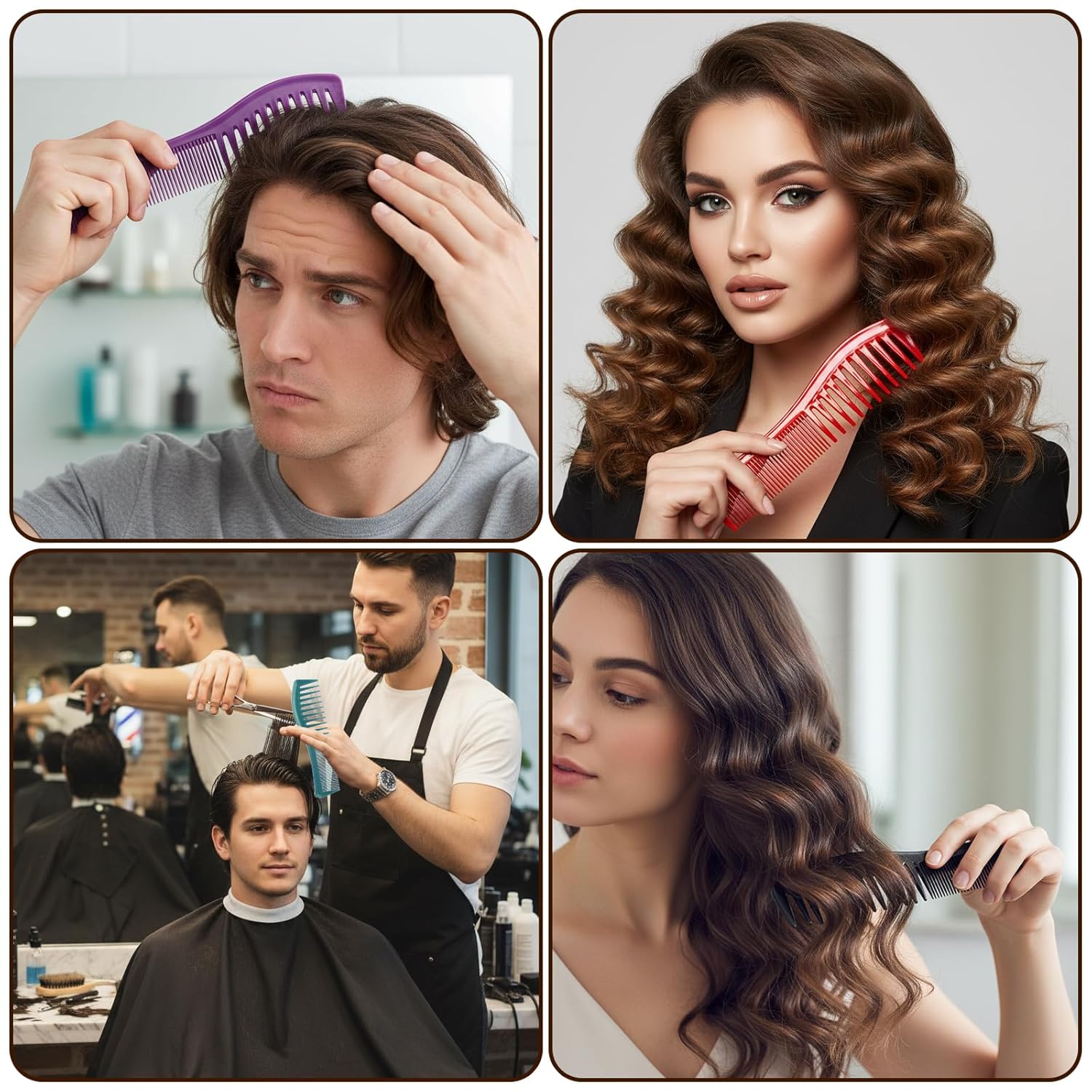 5 Pcs Comb Set Wide Tooth Combs for Hair Styling Detangling Double Sided Wide And Fine Tooth Comb All Purpose Hairstyle Shower Combs for Women Men Thin Thick Straight Hair 5 Colors