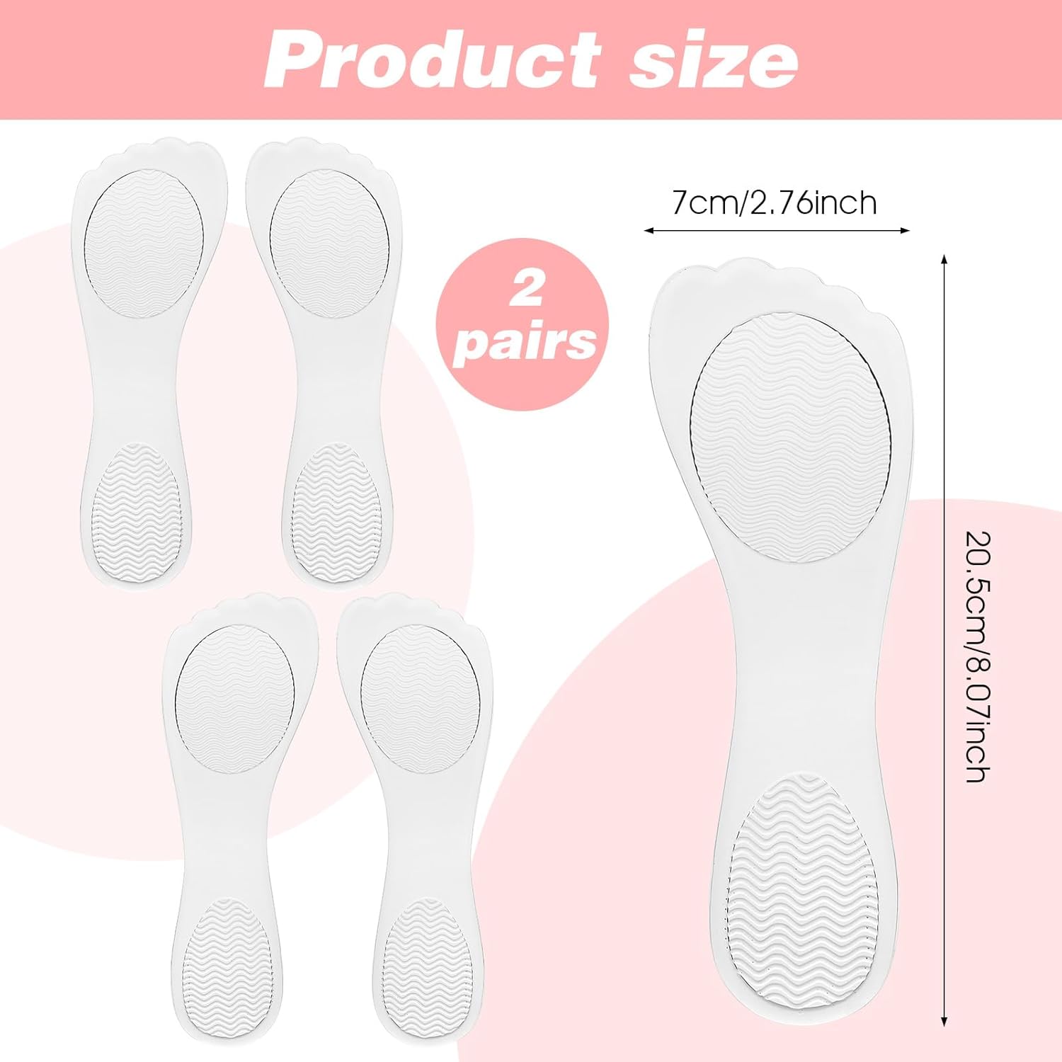 2 Pair Gel High Heel Inserts for Women, 3/4 Length Clear Shoe Inserts for Women, Comfort Pads Non-Skidding Adhesive Shoe Support Cushion Insoles for High Heels for Sandals Flats Boots Pumps