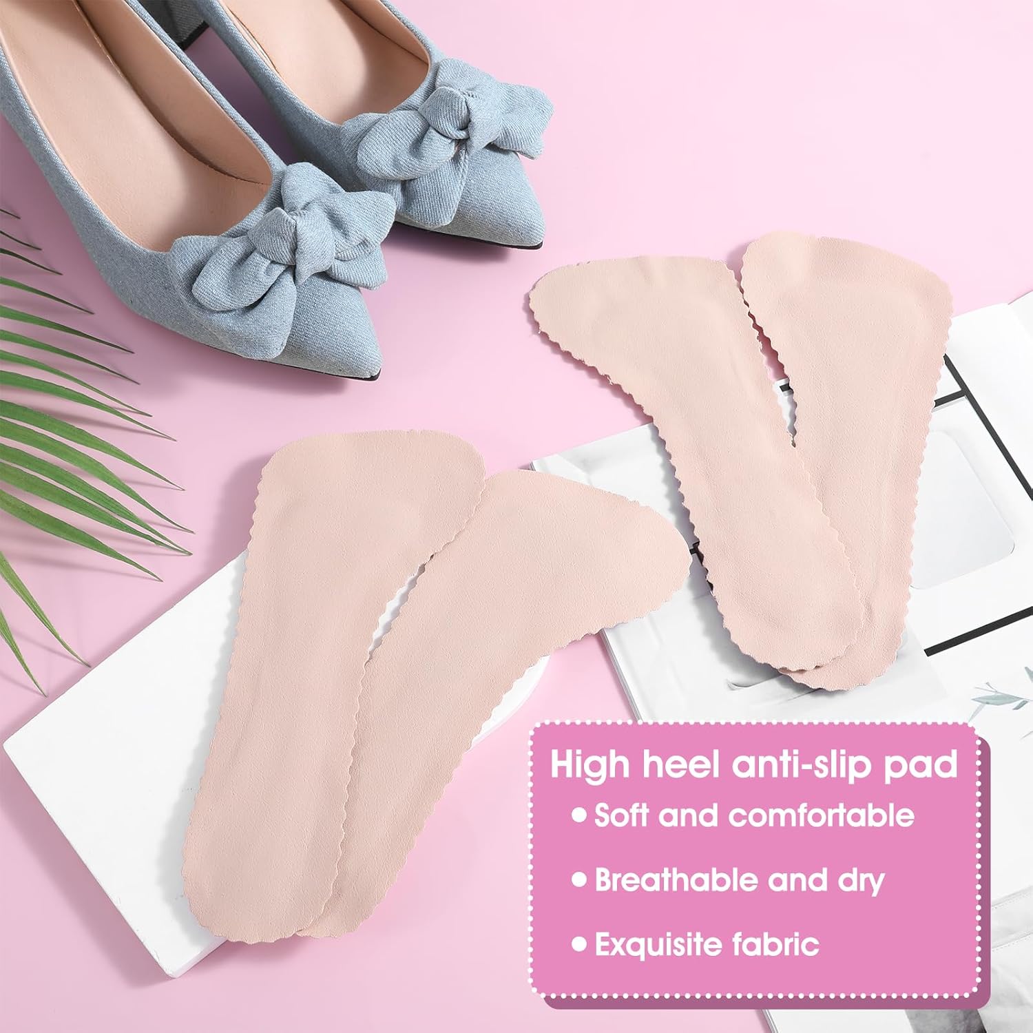 2 Pairs High Heel Comfort Pads, Invisible Self-Adhesive Cushion Insoles Arch Support Weight Shifting Shoe Inserts for Women Comfort Insoles Shoe Pads for Sandals Flats Pump Dress Shoes Boots Beige