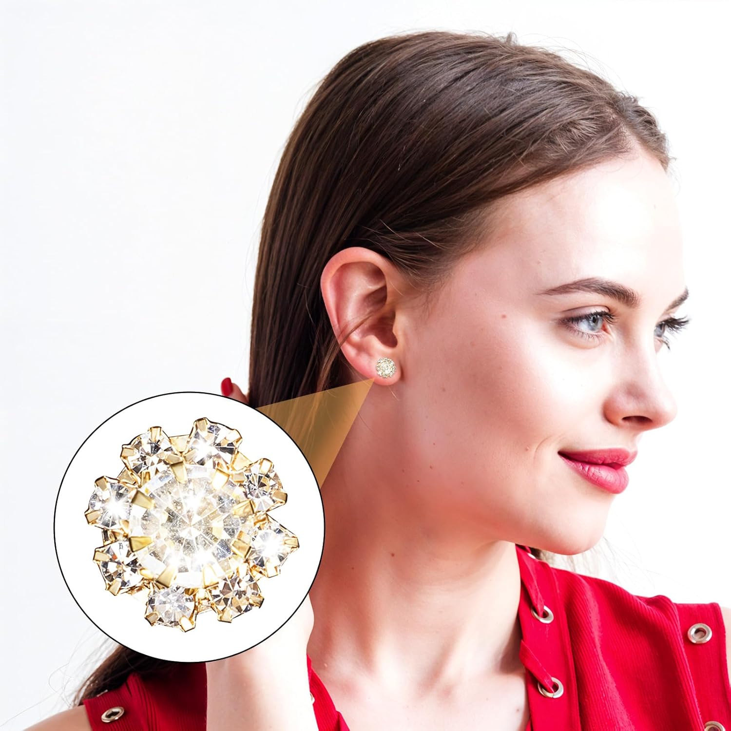 20 PCS Rhinestone Buttons, Crystal Flower Button Jewels for Crafts Flat Back Embellishments for Women Girls Jewelry Making DIY Craft Wedding Hair Bouquet Home Decoration Party Accessory 12 mm, Gold