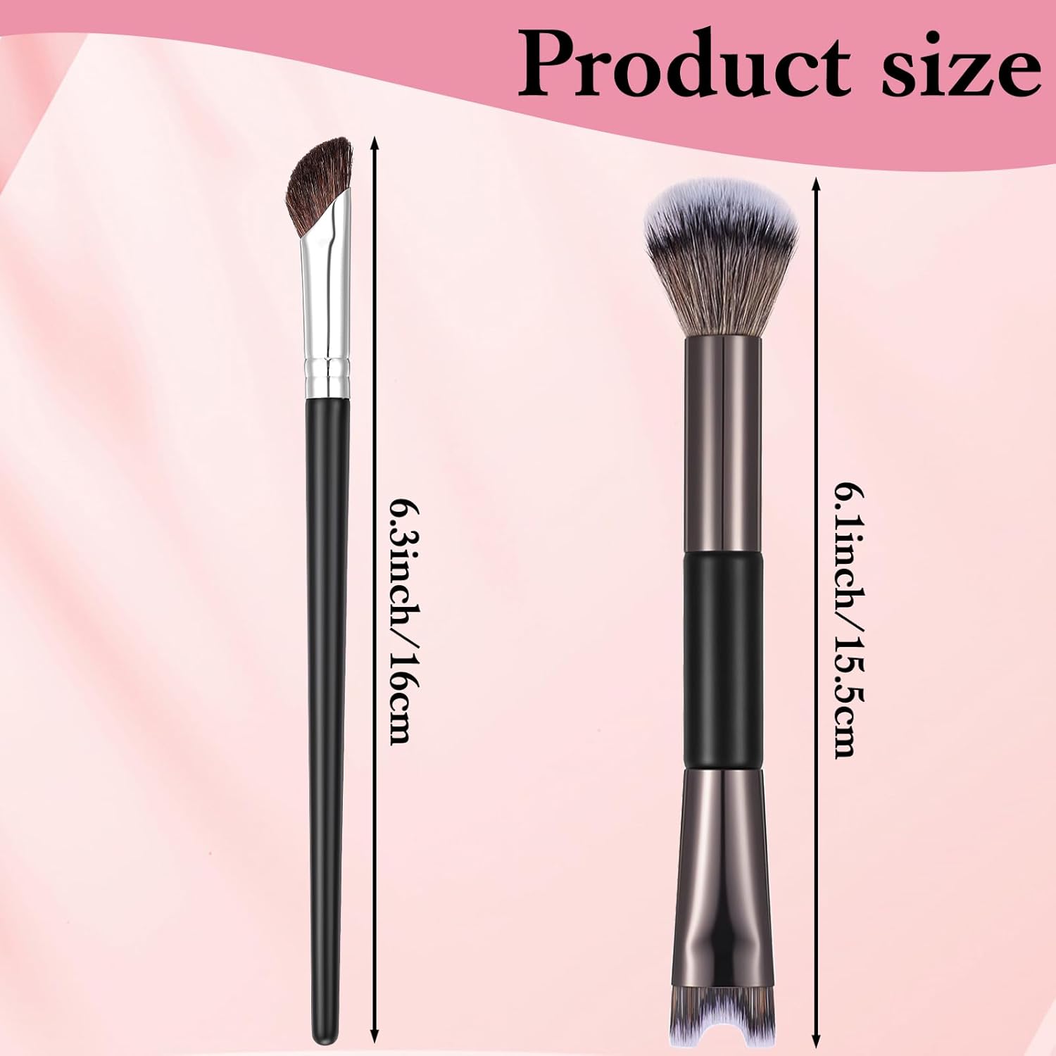 2 PCS Nose Contour Brushes for Makeup, 2-in-1 U-Shaped Fluffy Angled Tilt Brush for Precise Nose Sculpting and Defining, Mini Noses Contour Brush for Makeup Artists Black and Gray