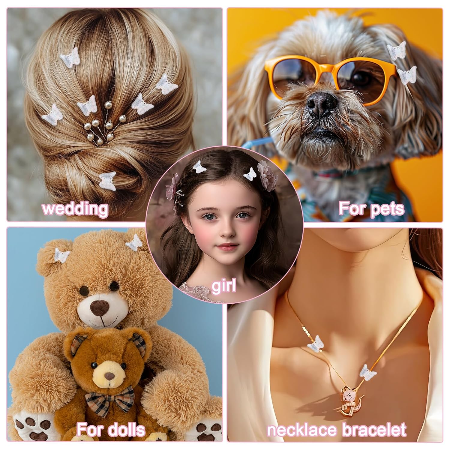 12 PCS Small White Butterfly Hair Clips for Girls, Mini Butterfly Hair Accessories Cute Side Bangs Tiny Butterfly Claw Clips Metal Braided Hair Clips for Women Girls Little Baby Kids Clear