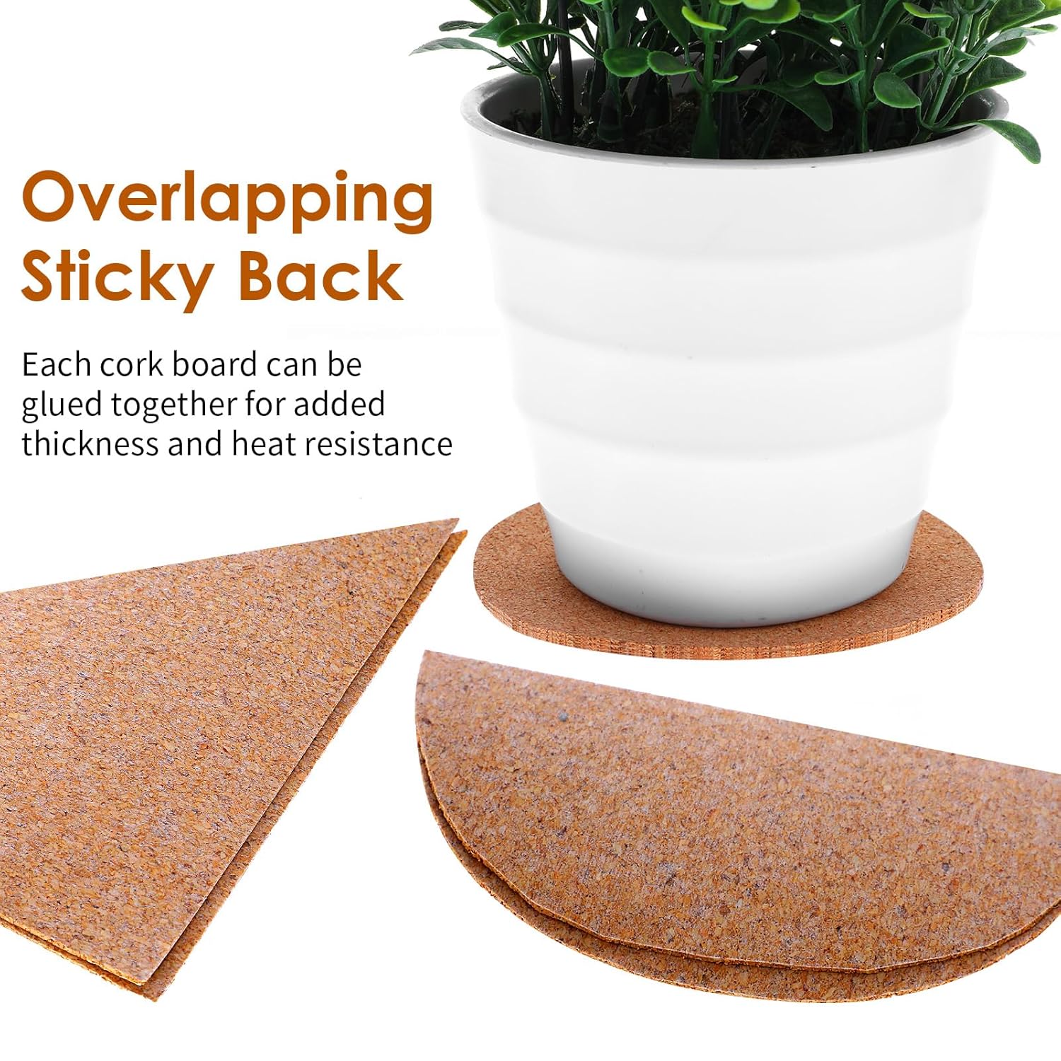 Xindojuz 16 PCS Cork Backing for Coasters, Self-Adhesive Cork Sheet Bulk, Mini Wall Board Corks on Tiles Bottom for Thin Drink Coasters Cup Mats DIY Crafts Making Decorations 4x4 Inches